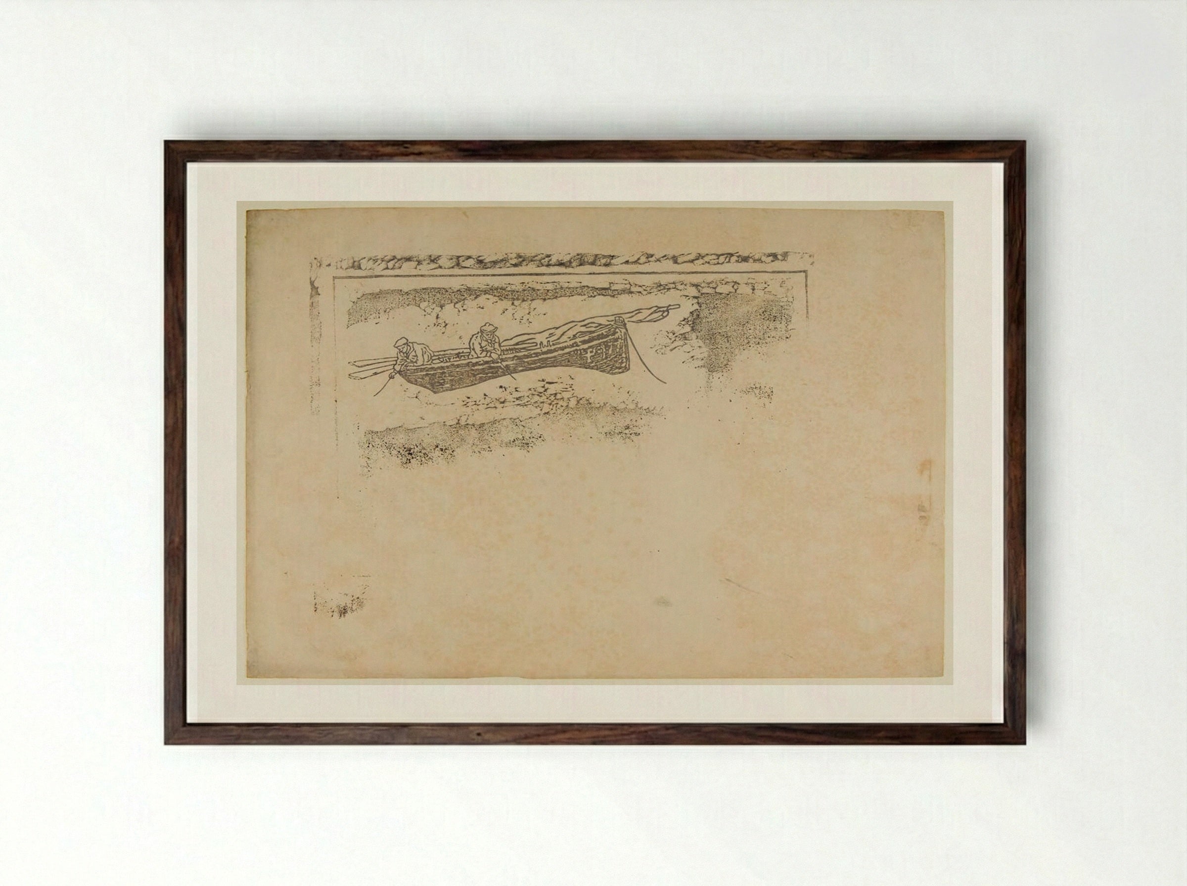 Fishermen - Henri Rivière - Framed Print Dark Wood