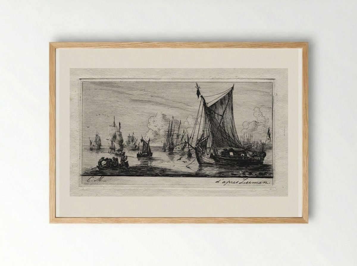 Fishers from the South Sea - Charles Meryon - Framed Print Wood