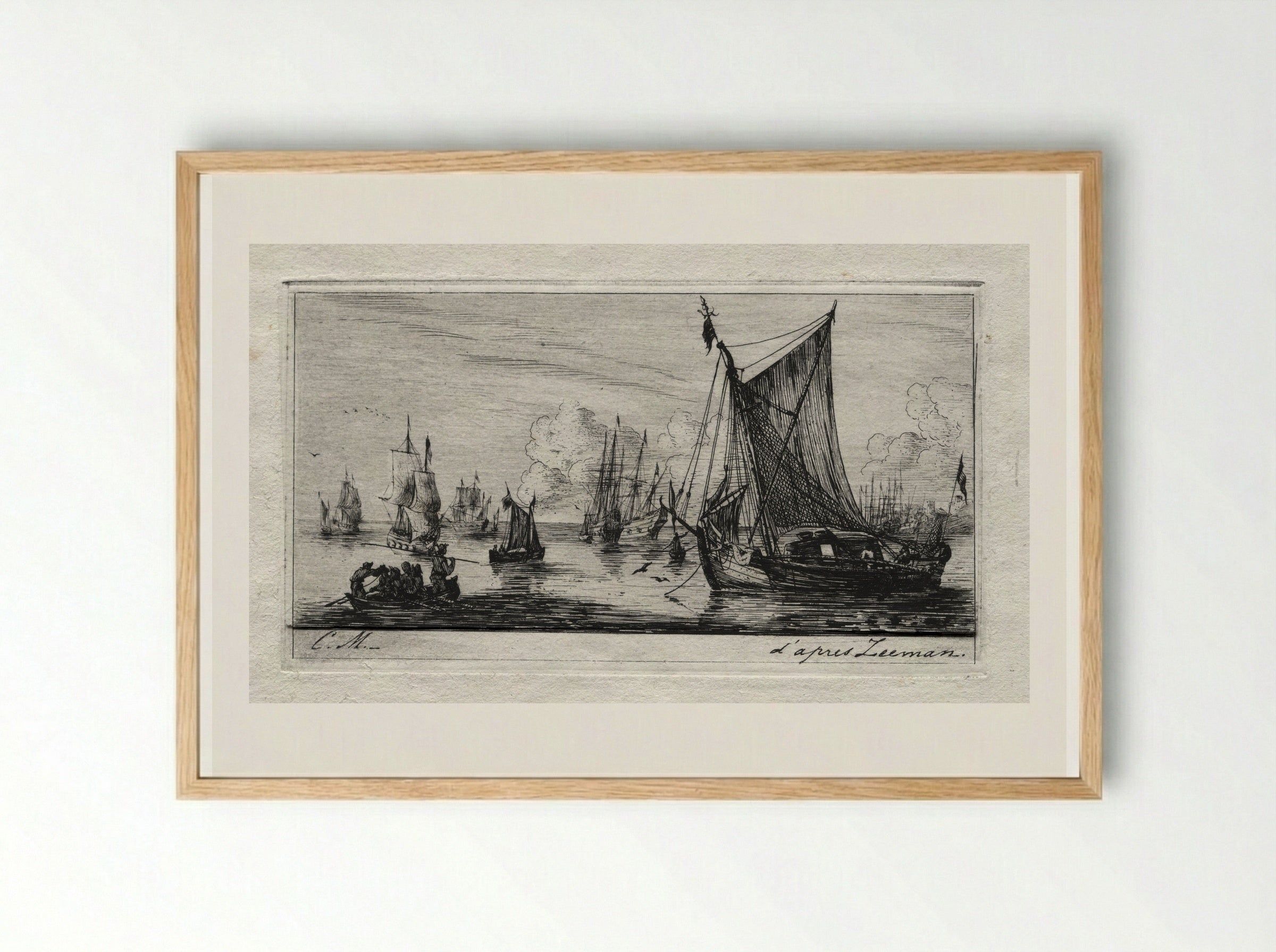 Fishers from the South Sea - Charles Meryon - Framed Print Wood