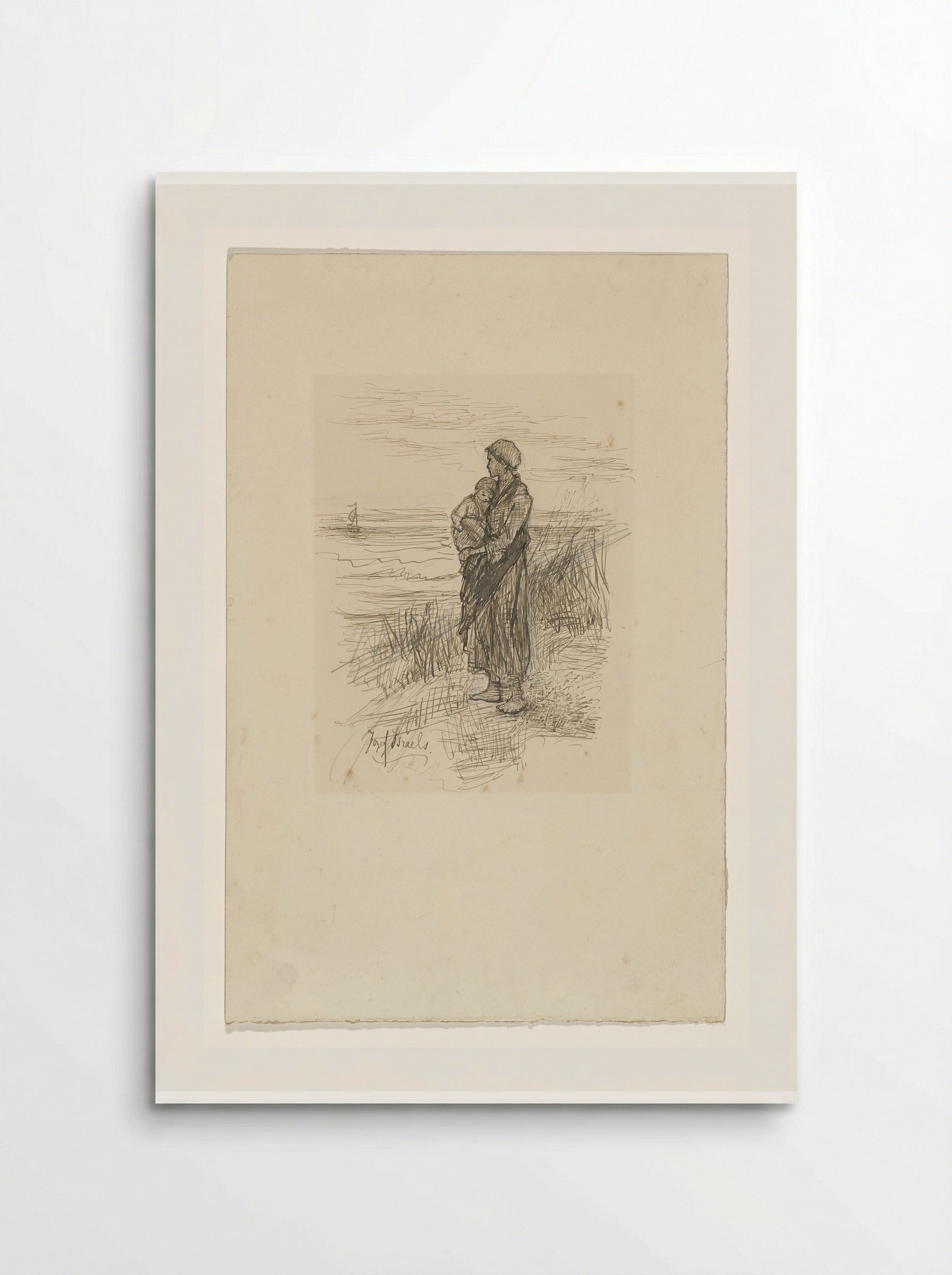 Fisherwoman with Child on the Beach - Jozef Israëls - Poster