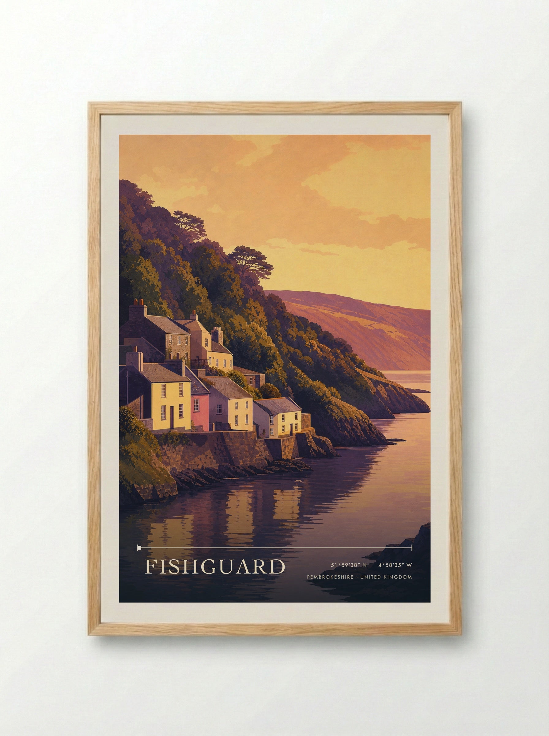 Fishguard Pembrokeshire United Kingdom Travel Poster - Framed Print Wood