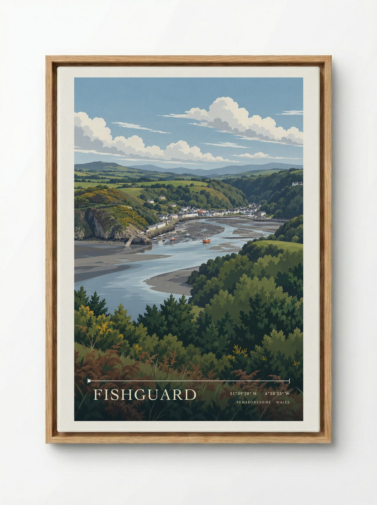 Fishguard, Pembrokeshire | Travel Poster - Framed Canvas Wood