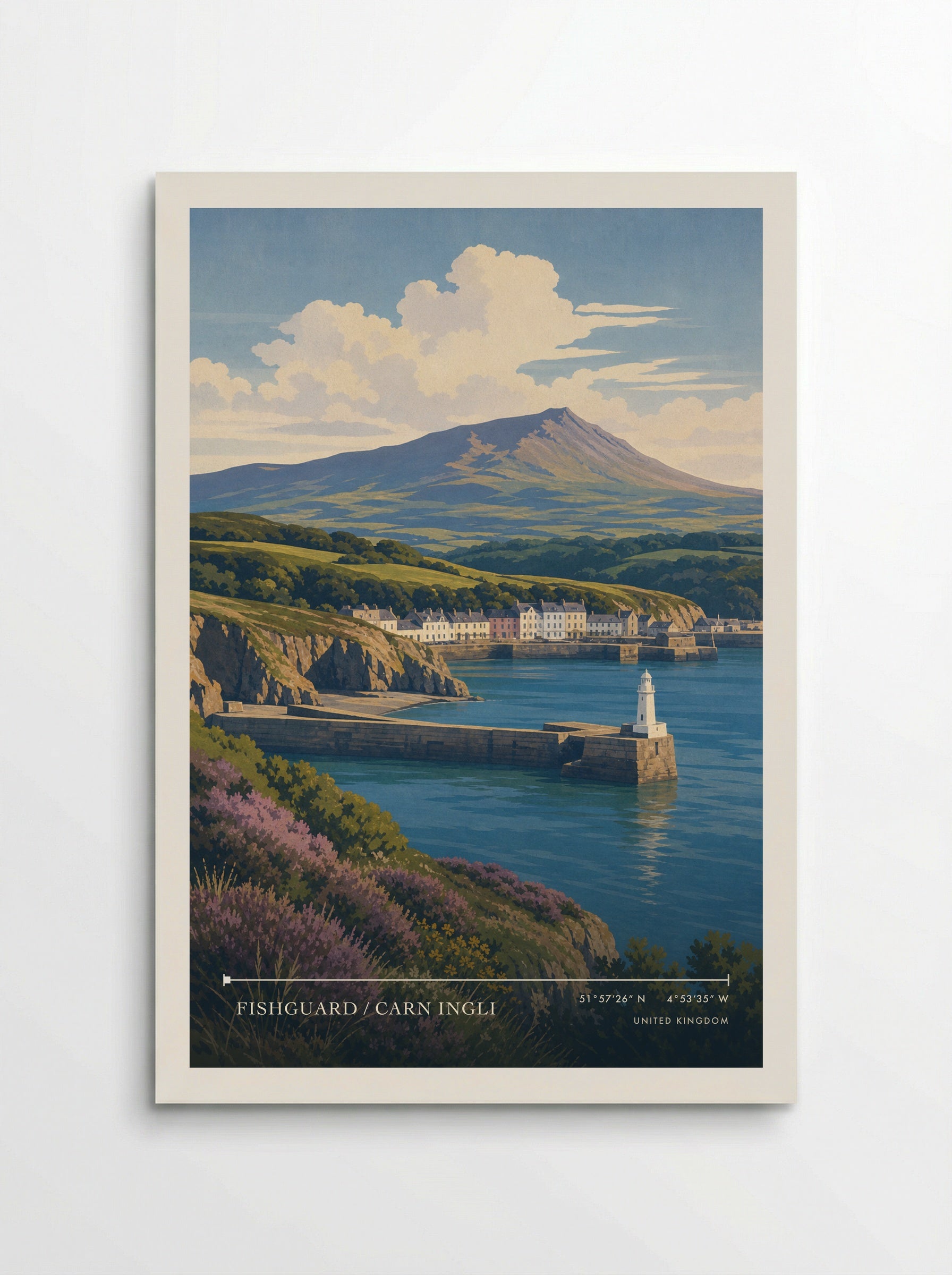 Fishguard / Carn Ingli United Kingdom Travel Poster - Poster