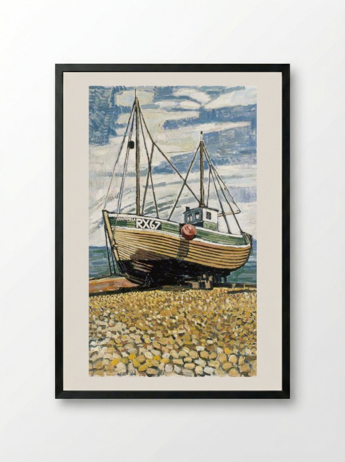 Fishing Boat at Dungeness, 'RX67' - John Bratby - Framed Print Black