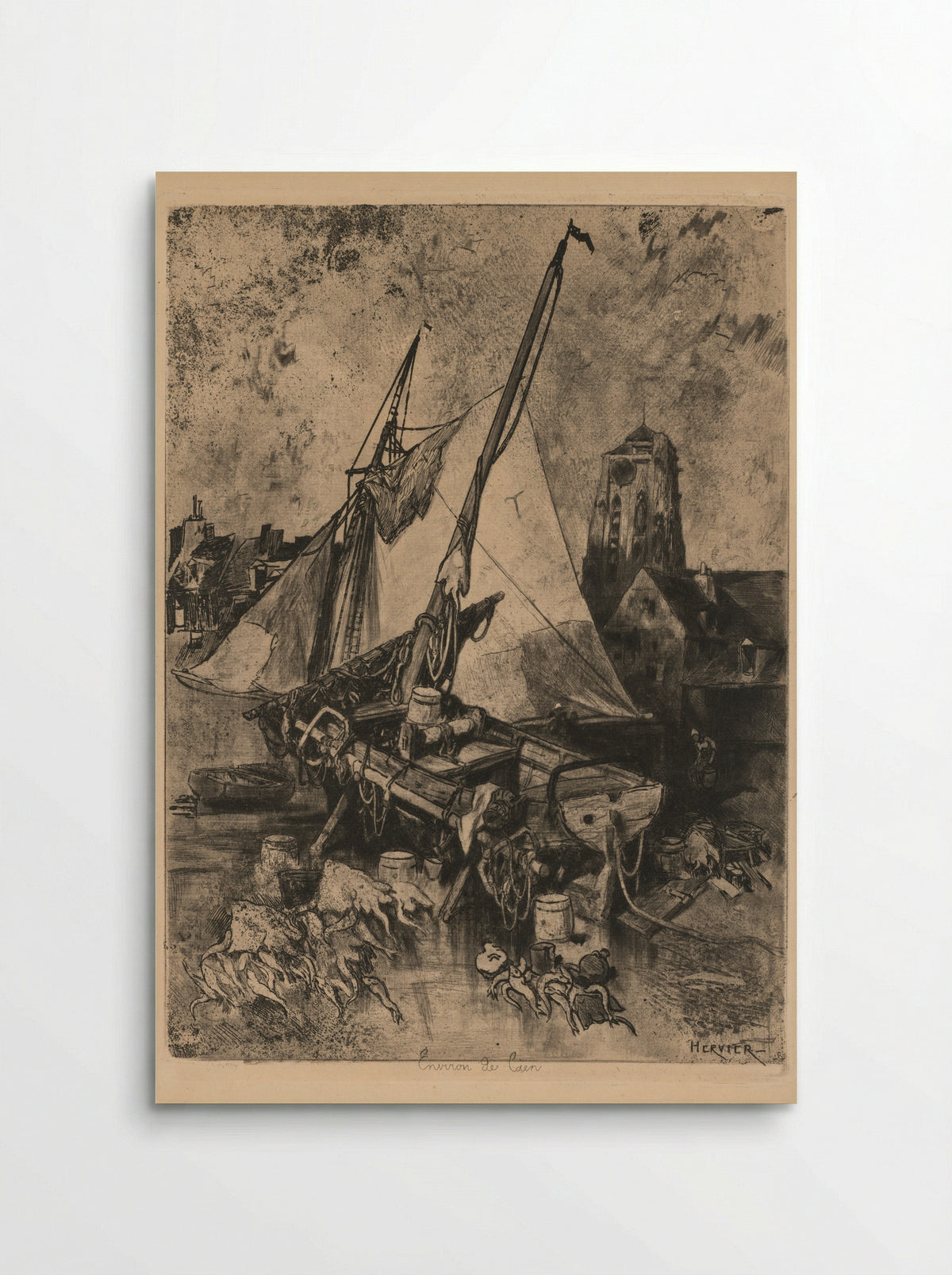 Fishing Boats, Normandy - Louis Adolphe Hervier - Poster