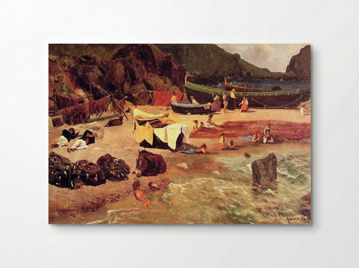 Fishing Boats at Capri - Albert Bierstadt - Poster