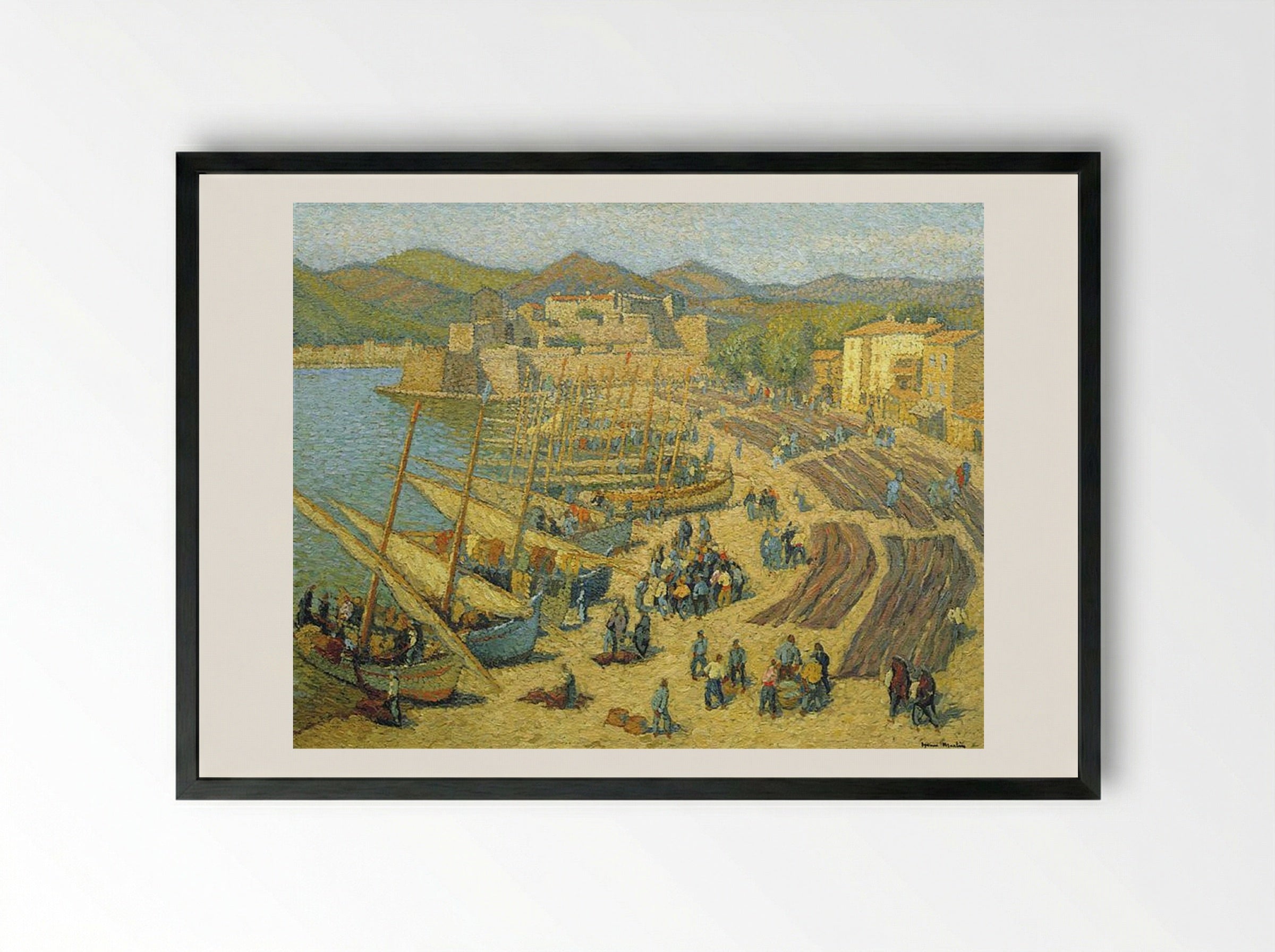 Fishing Boats at Collioure - Henri Martin - Framed Print Black