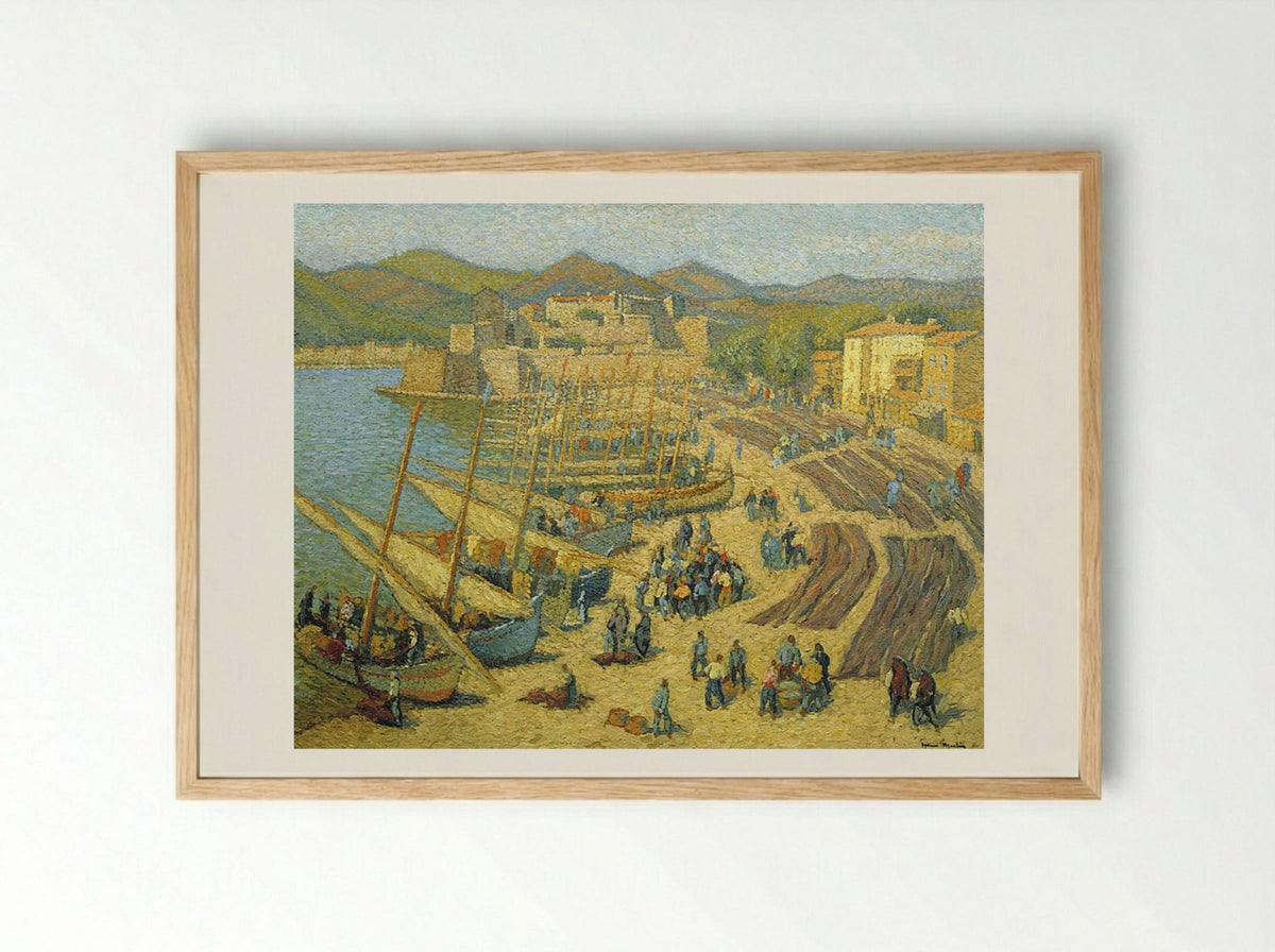 Fishing Boats at Collioure - Henri Martin - Framed Print Wood