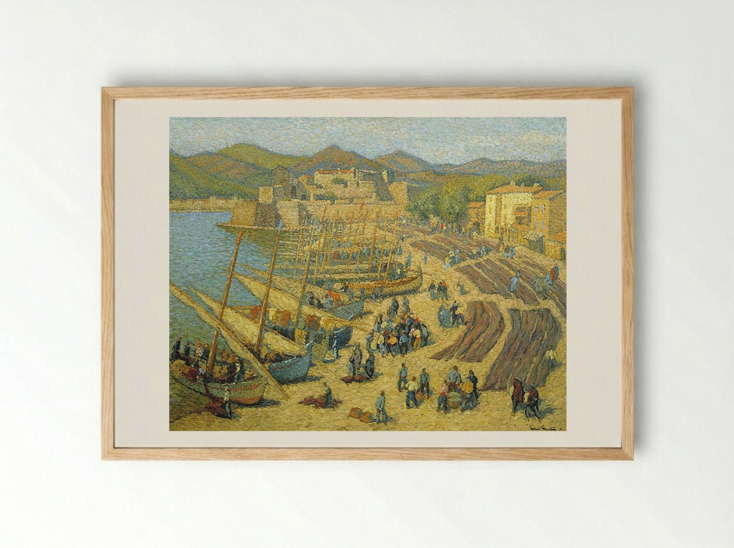 Fishing Boats at Collioure - Henri Martin - Framed Print Wood