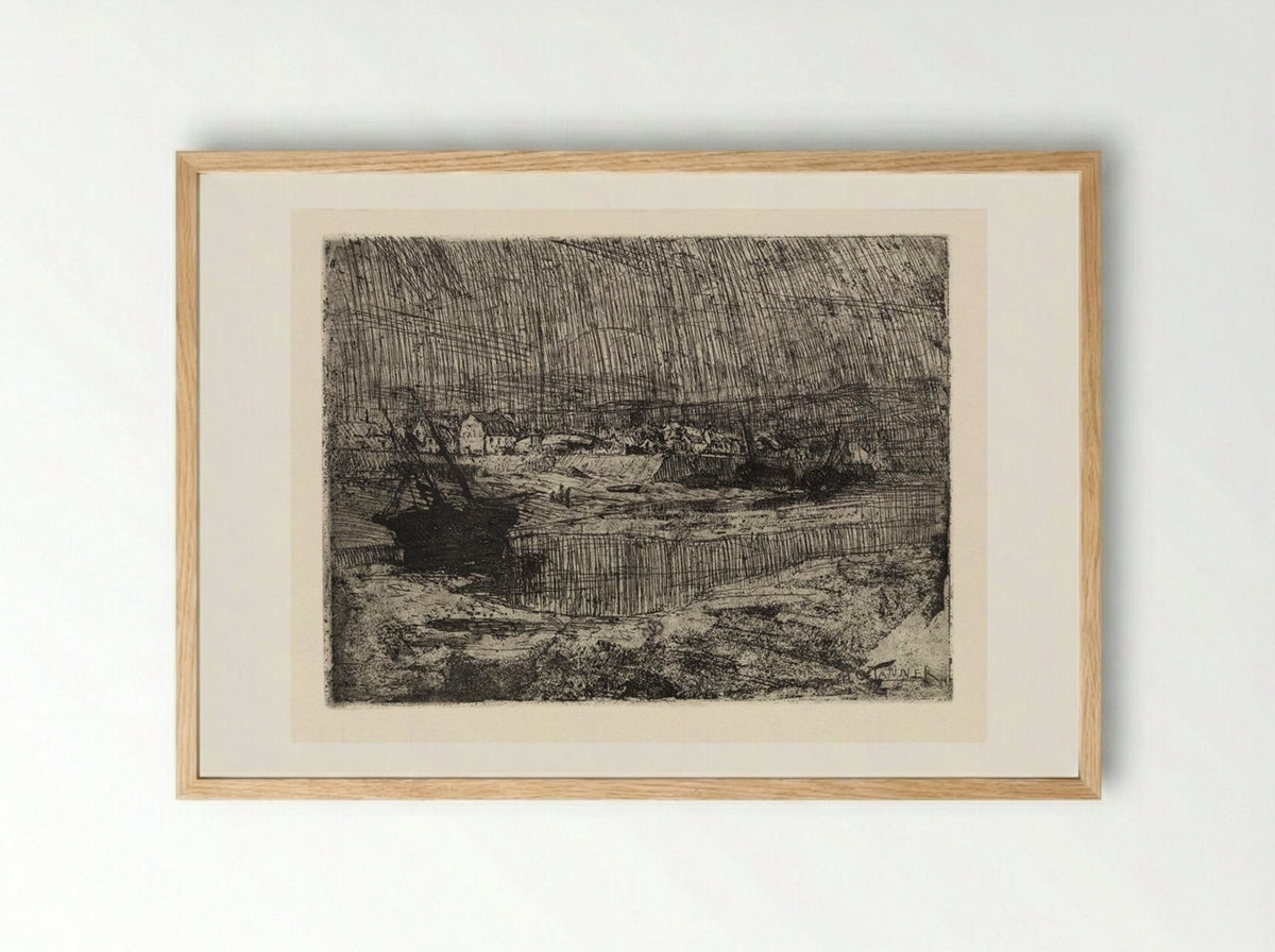 Fishing Boats at Shore, Brittany - Henry Ossawa Tanner - Framed Print Wood