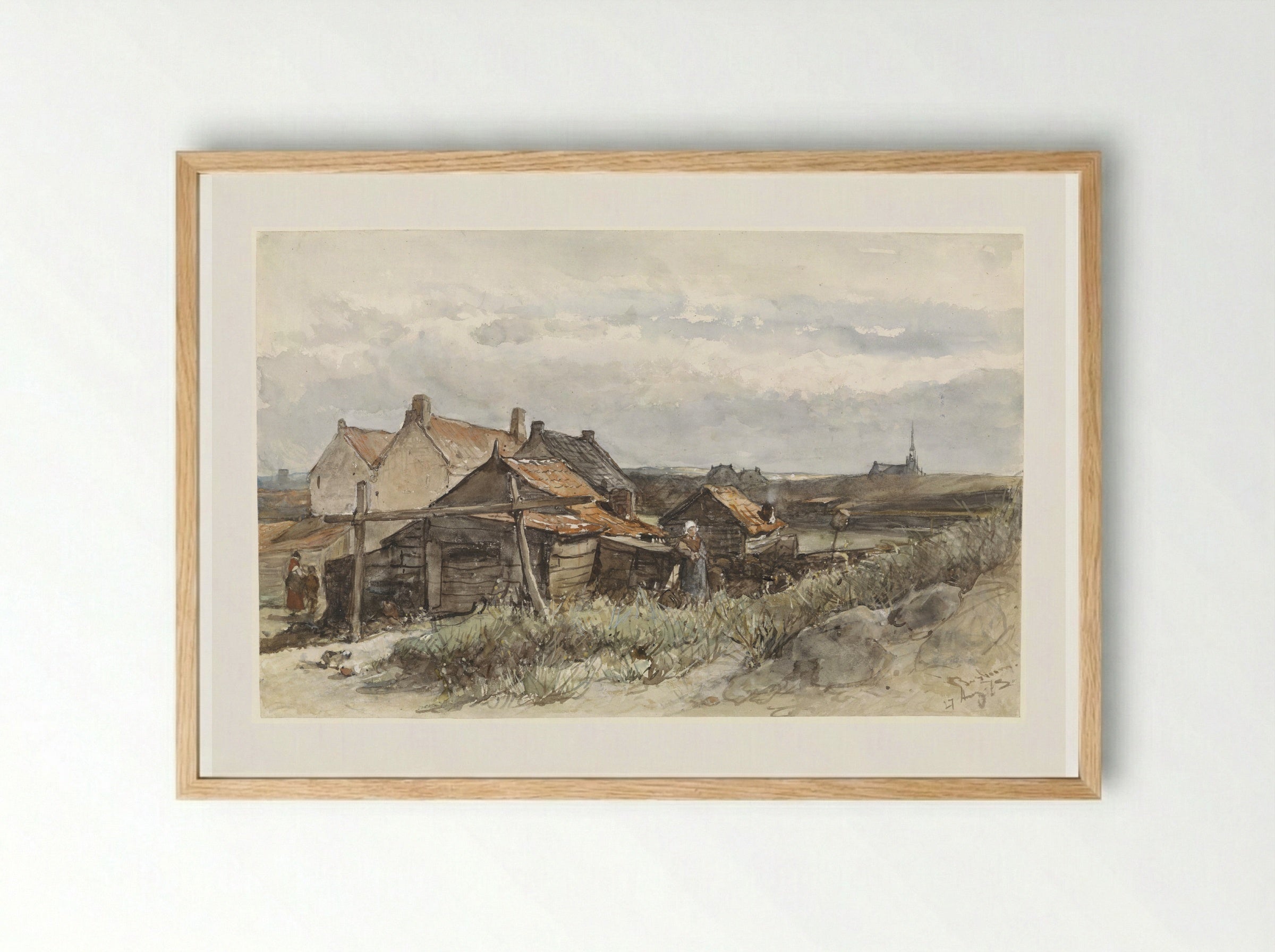 Fishing Family Houses in Scheveningen - Johannes Bosboom - Framed Print Wood