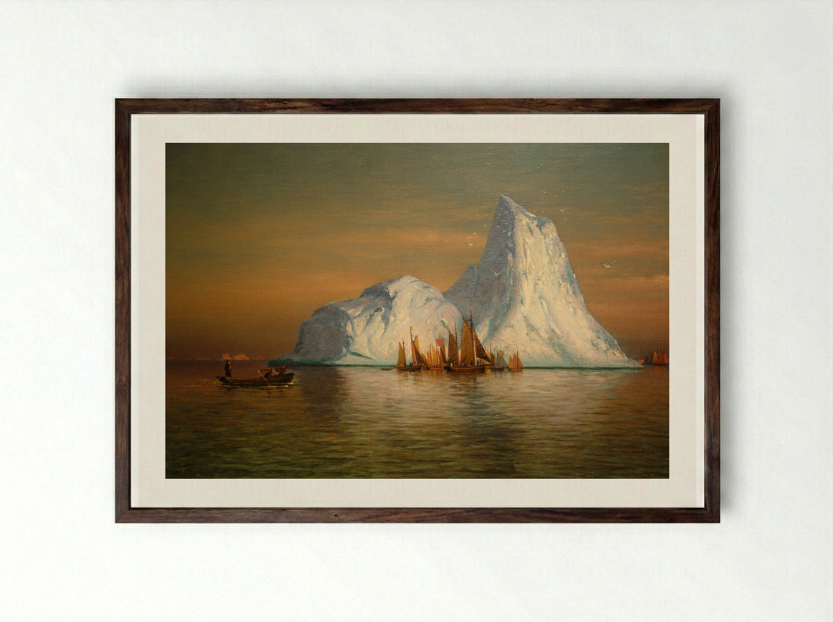 Fishing Fleet off Labrador - William Bradford - Framed Print Dark Wood