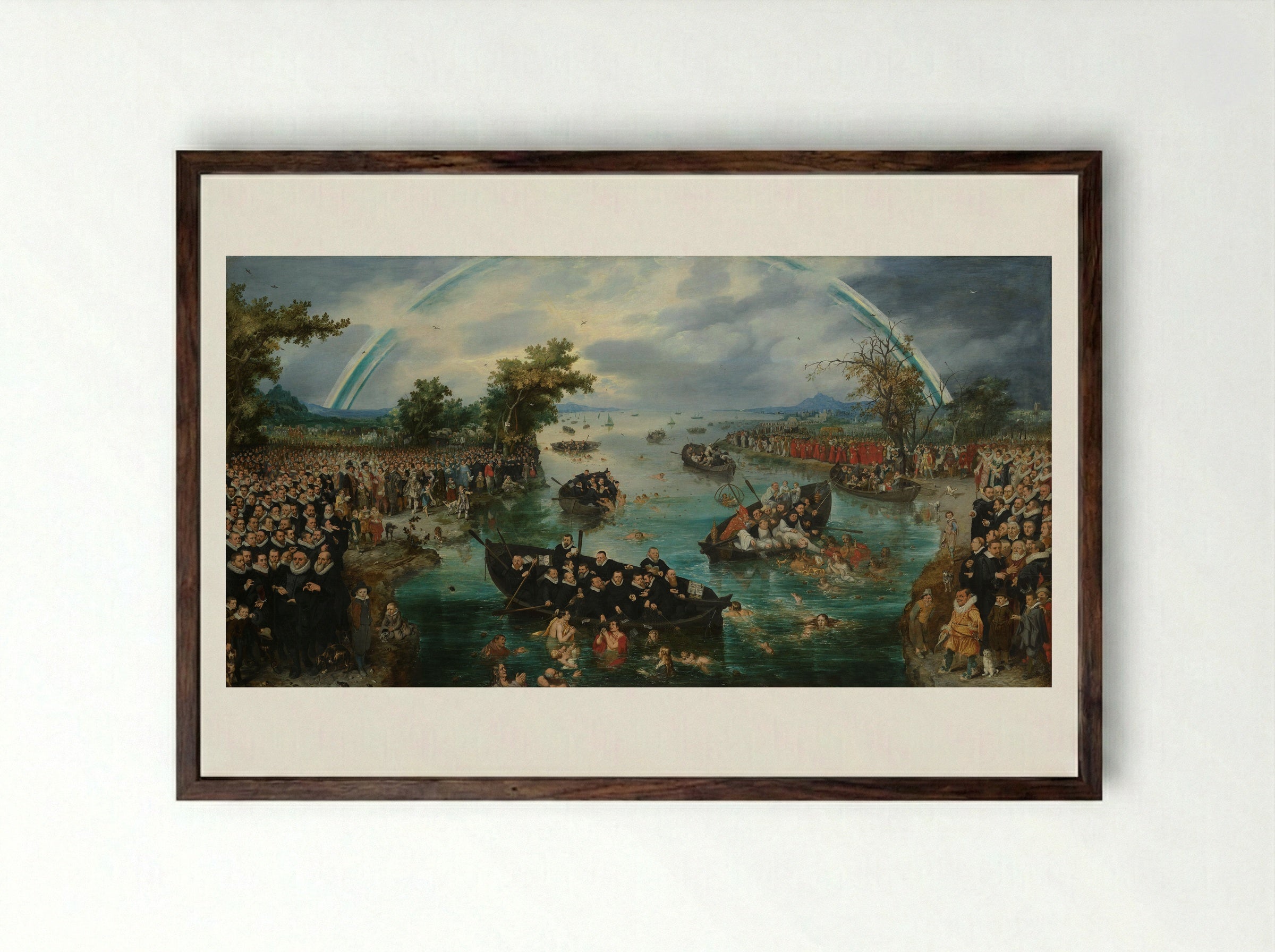 Fishing for Souls - Adriaen van de Venne - Framed Print Dark Wood