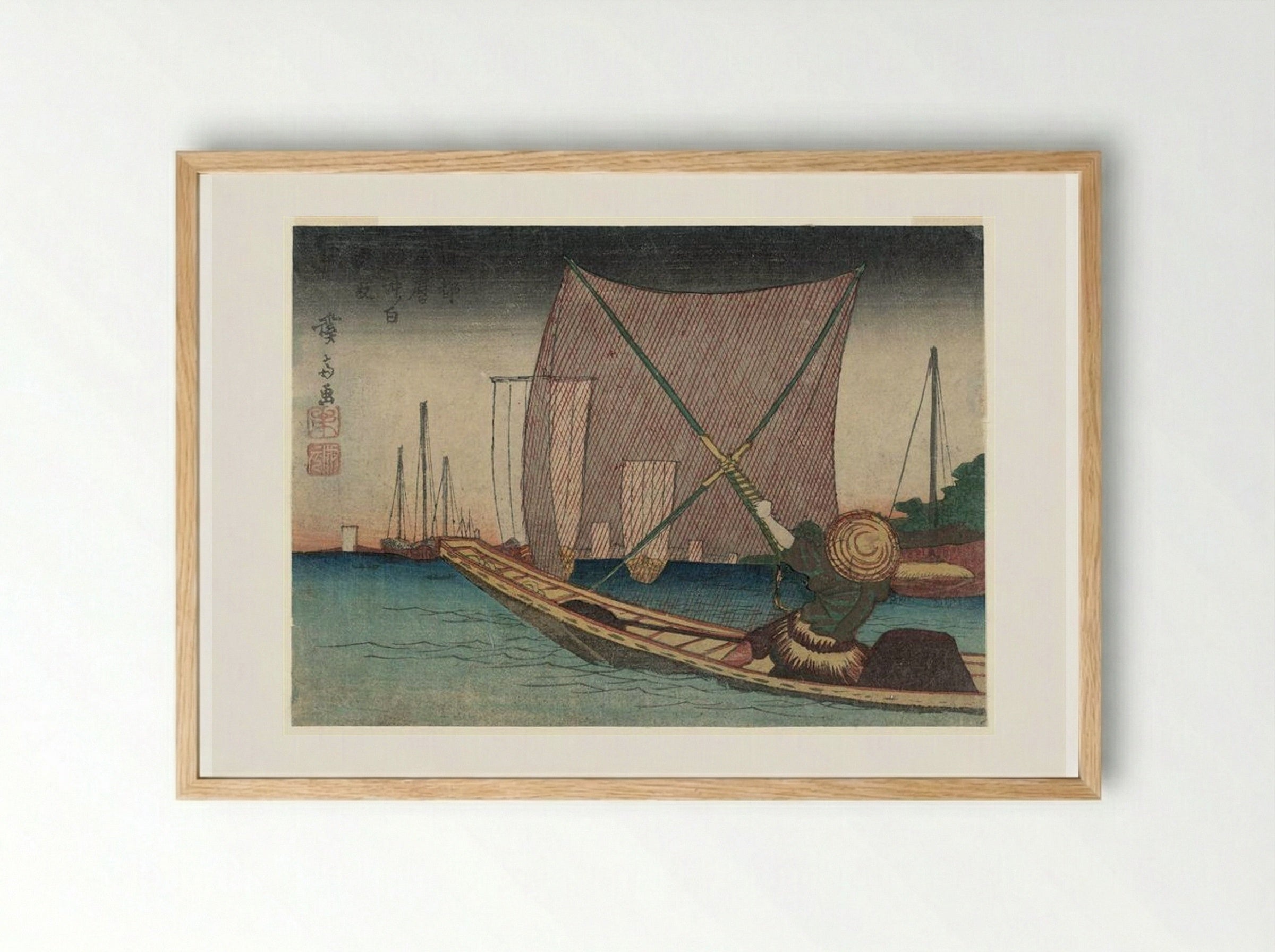 Fishing for Whitebait in the Bay off Tsukuda - Keisai Eisen - Framed Print Wood
