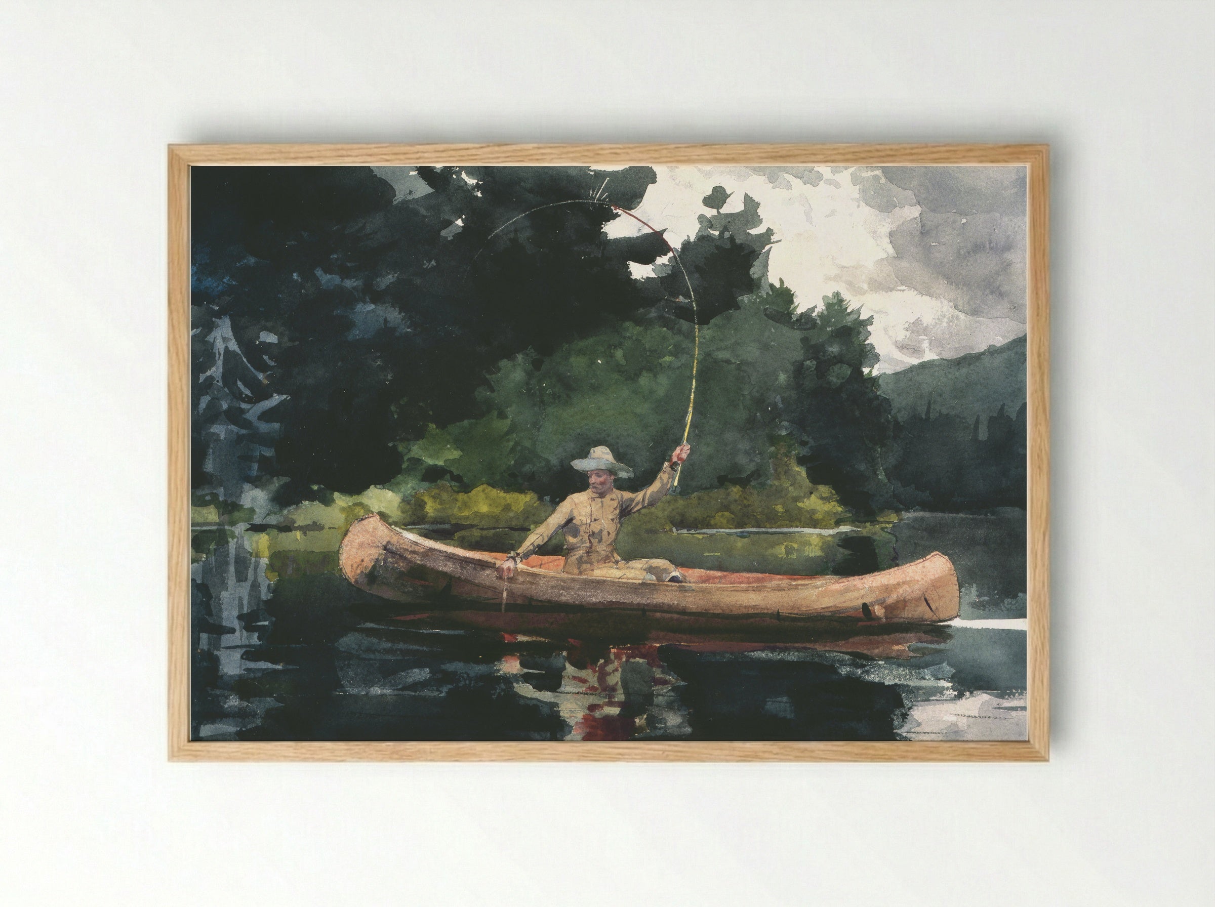 Fishing in the Adirondacks - Winslow Homer - Framed Print Wood