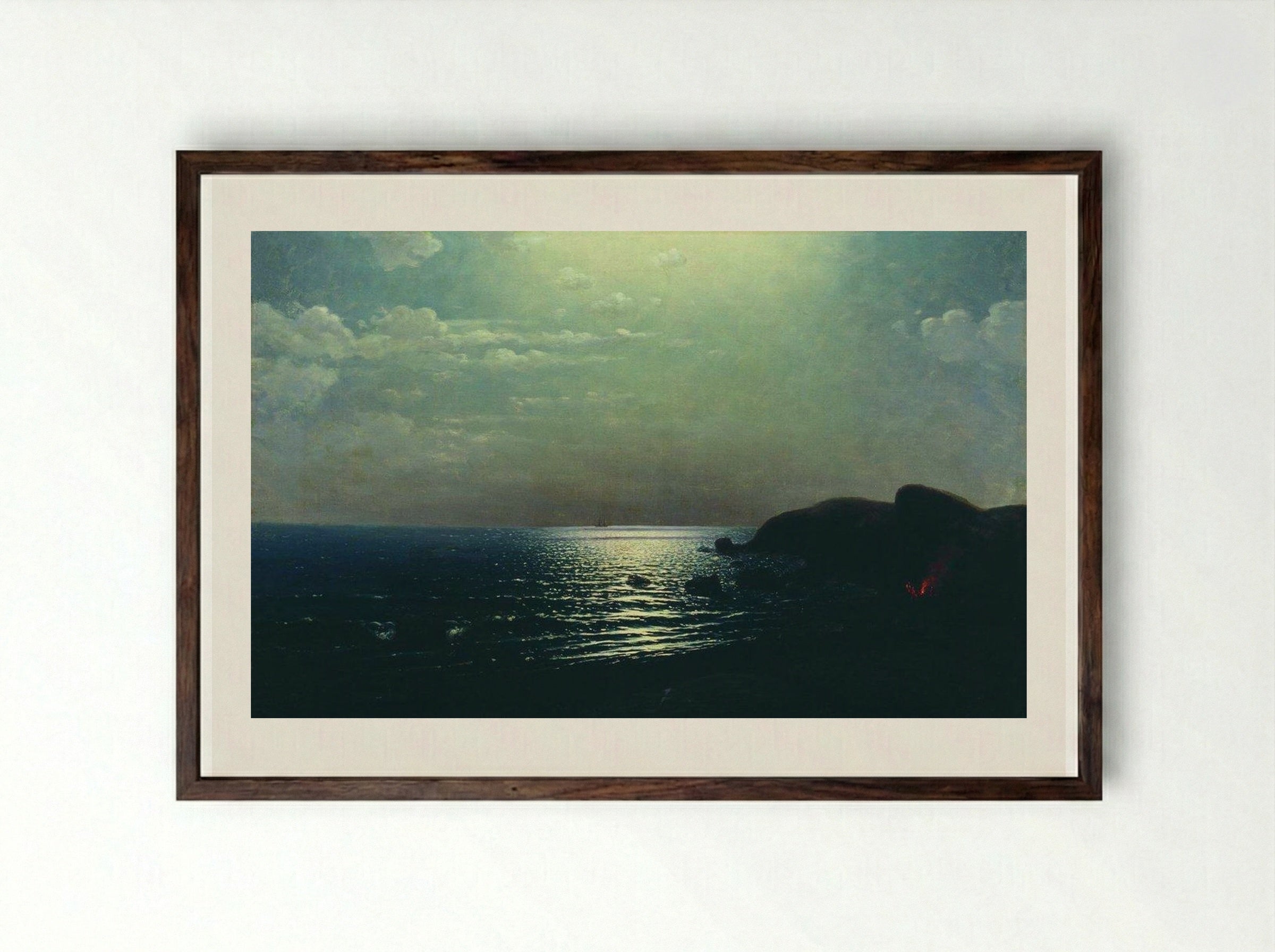 Fishing on the Black Sea - Arkhip Kuindzhi - Framed Print Dark Wood
