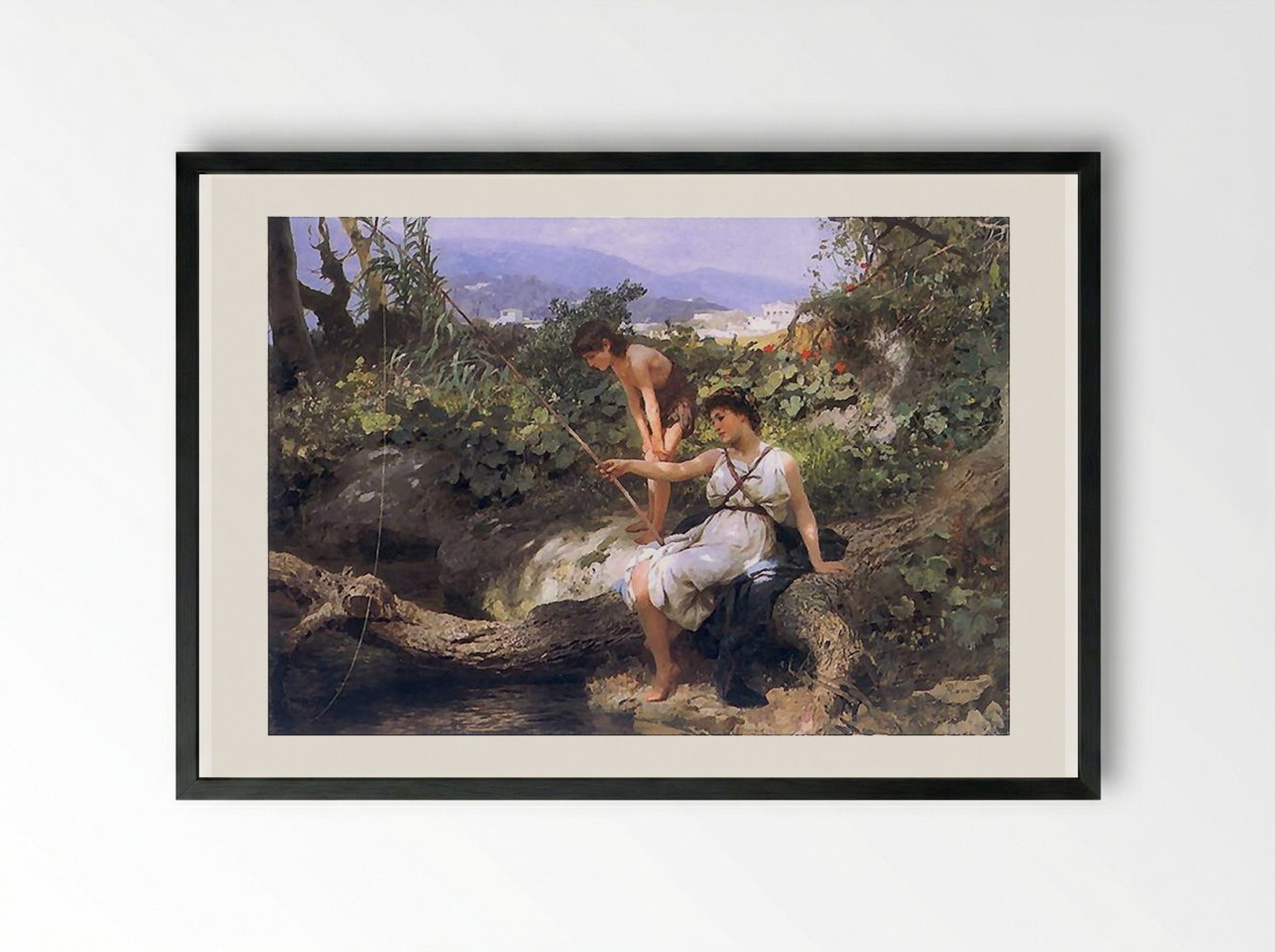 Fishing. A Scene from the Roman Life - Henryk Siemiradzki - Framed Print Black