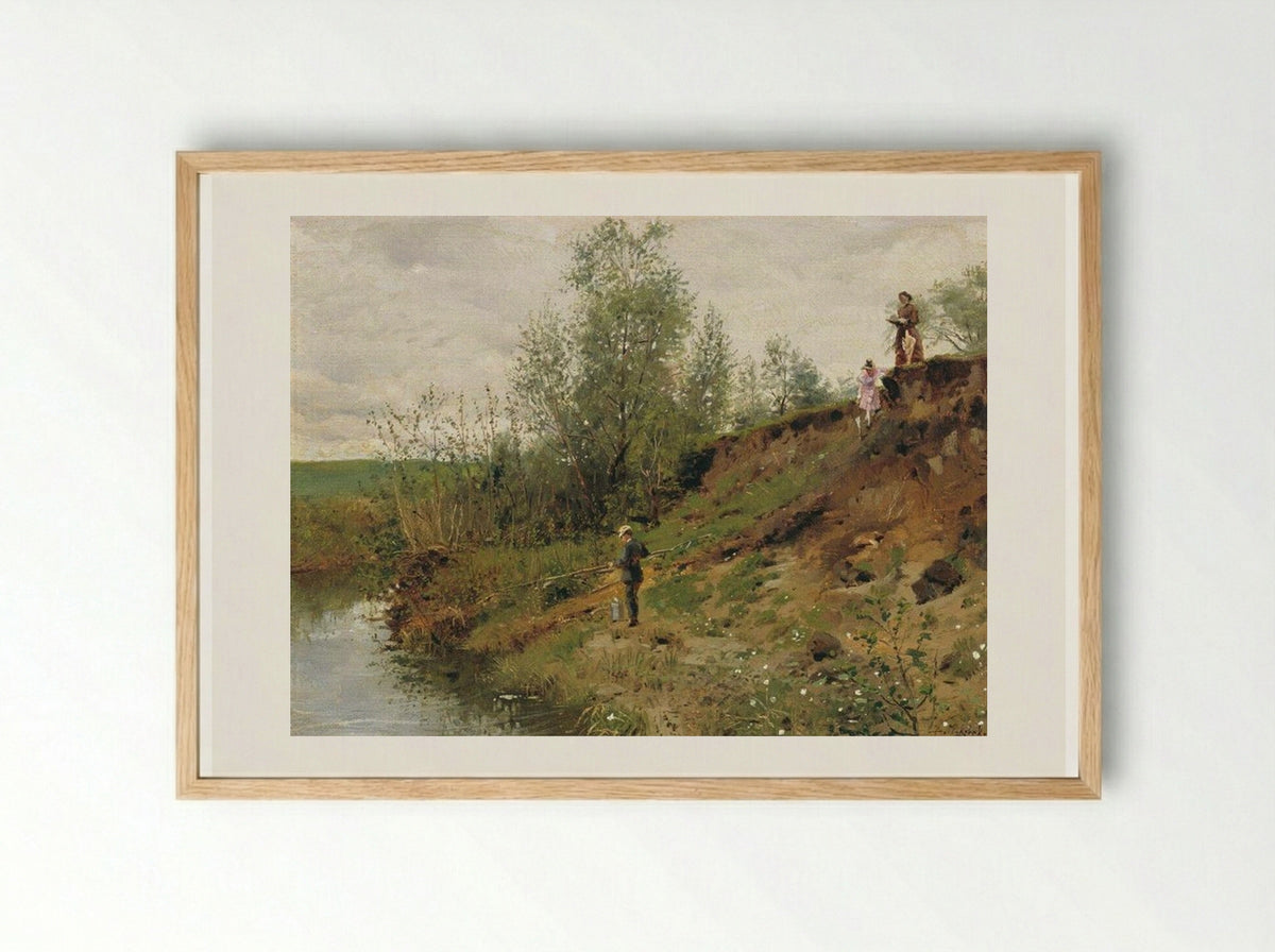 Fishing - Vladimir Makovsky - Framed Print Wood