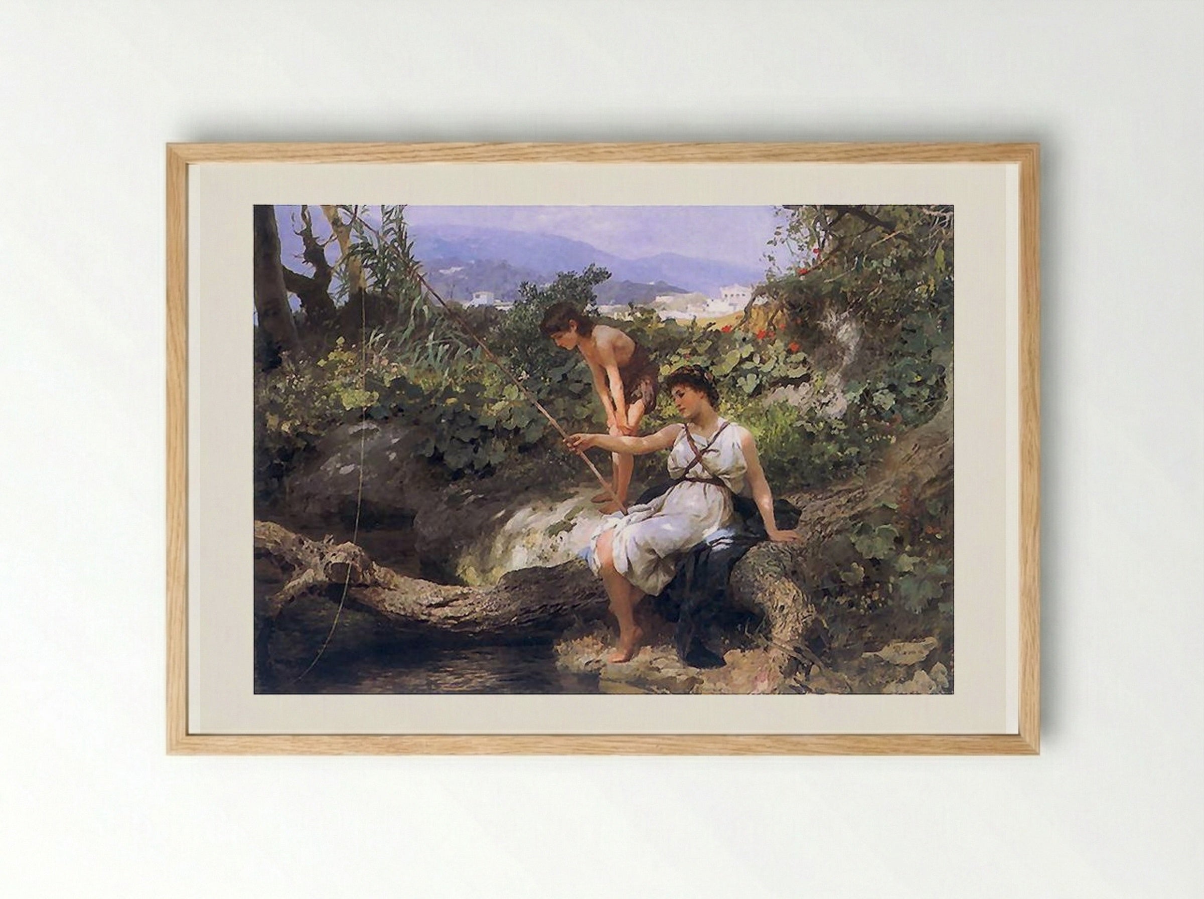 Fishing. A Scene from the Roman Life - Henryk Siemiradzki - Framed Print Wood