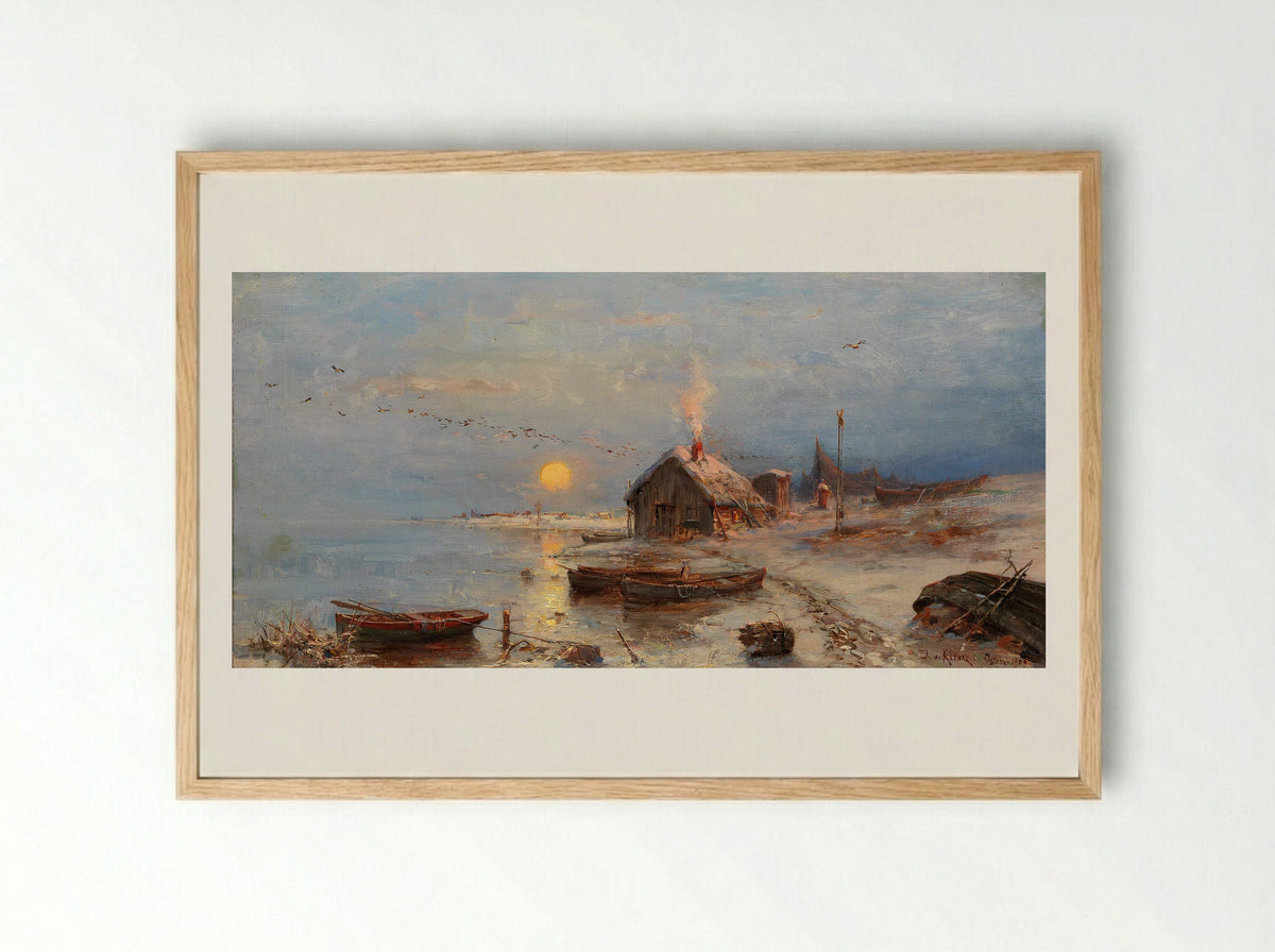 Fishing - Julius Sergius von Klever - Framed Print Wood
