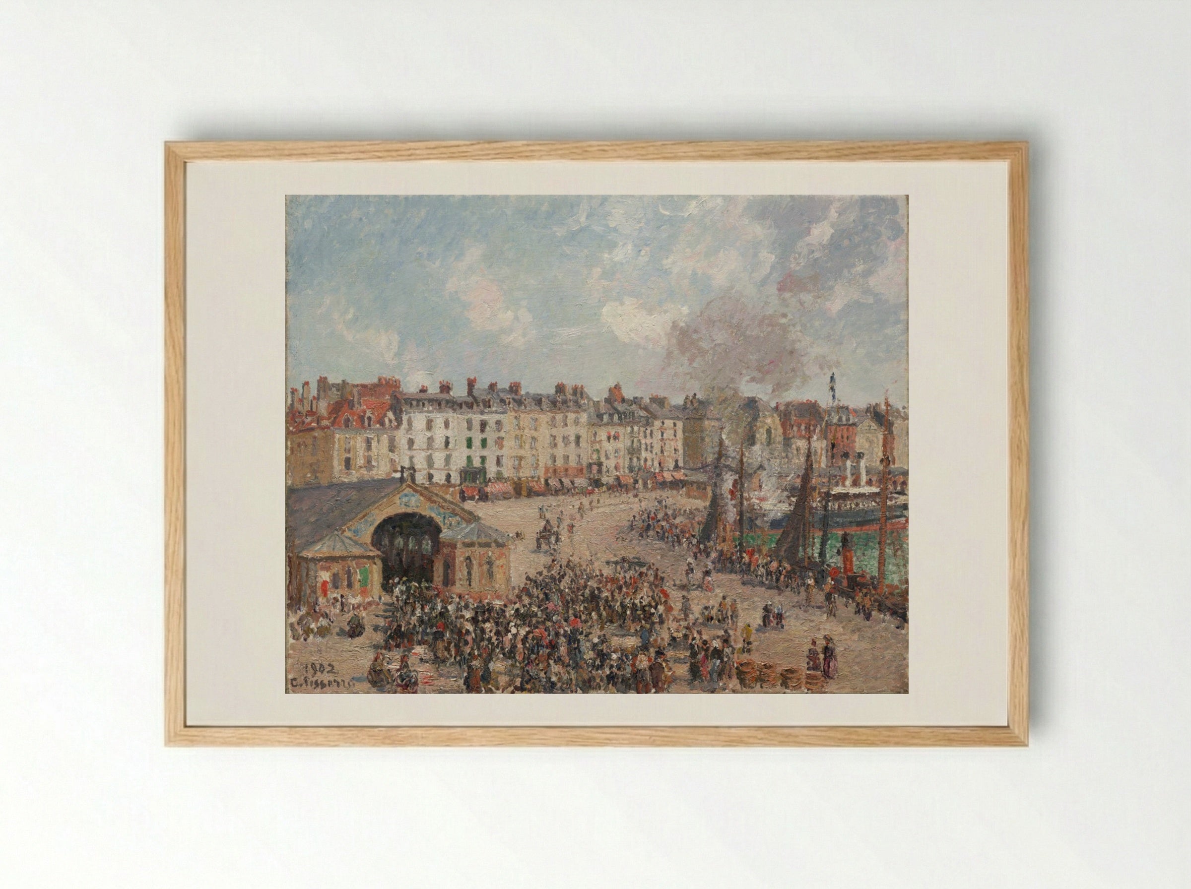 Fishmarket - Camille Pissarro - Framed Print Wood