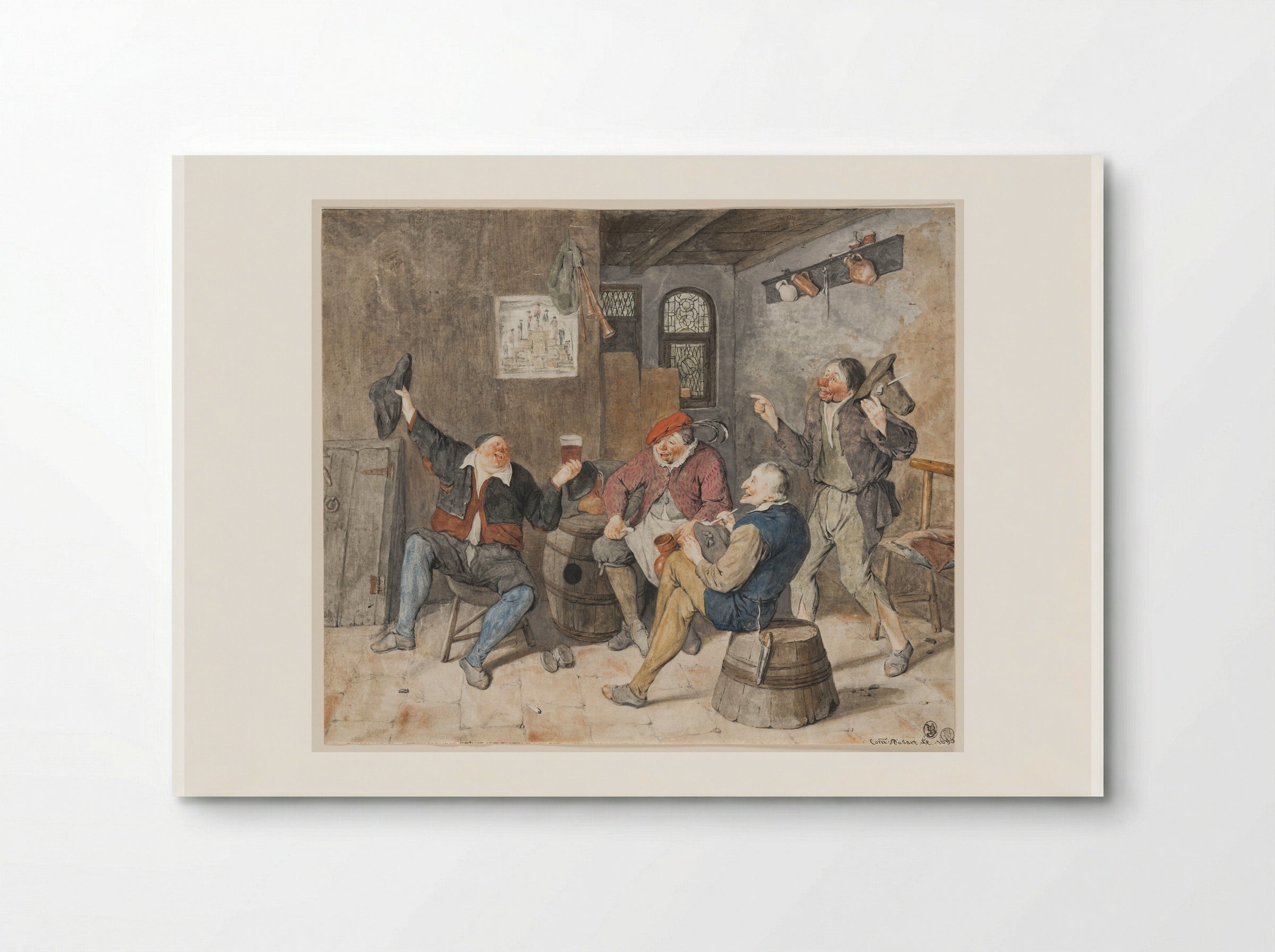 Five Peasants in an Interior - Cornelis Dusart - Poster