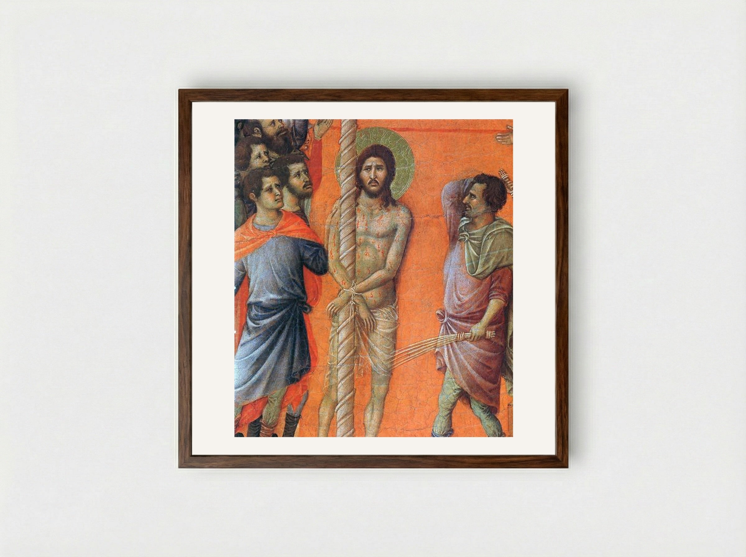 Flagellation of Christ (Fragment) - Duccio di Buoninsegna - Framed Print Dark Wood