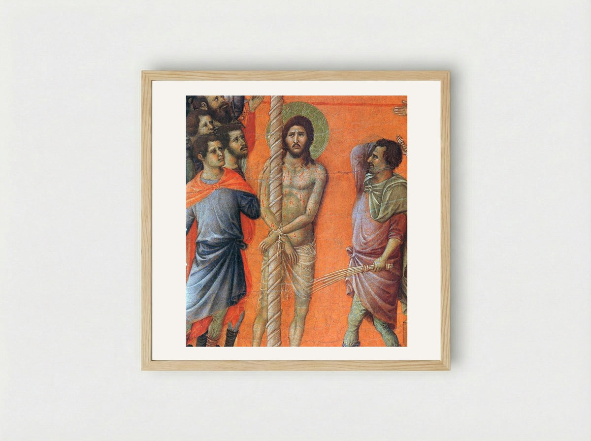 Flagellation of Christ (Fragment) - Duccio di Buoninsegna - Framed Print Wood