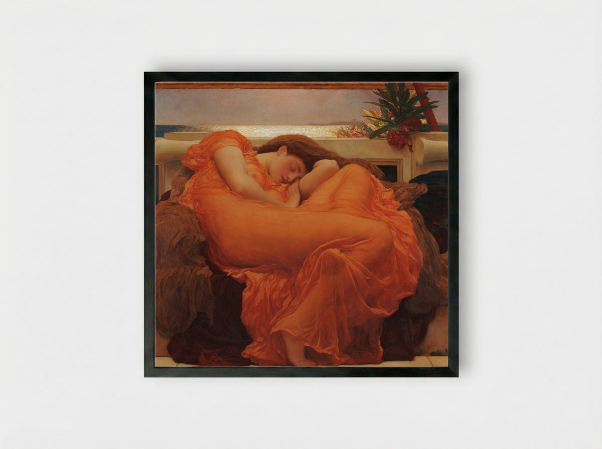 Flaming June - Frederic Leighton - Framed Print Black
