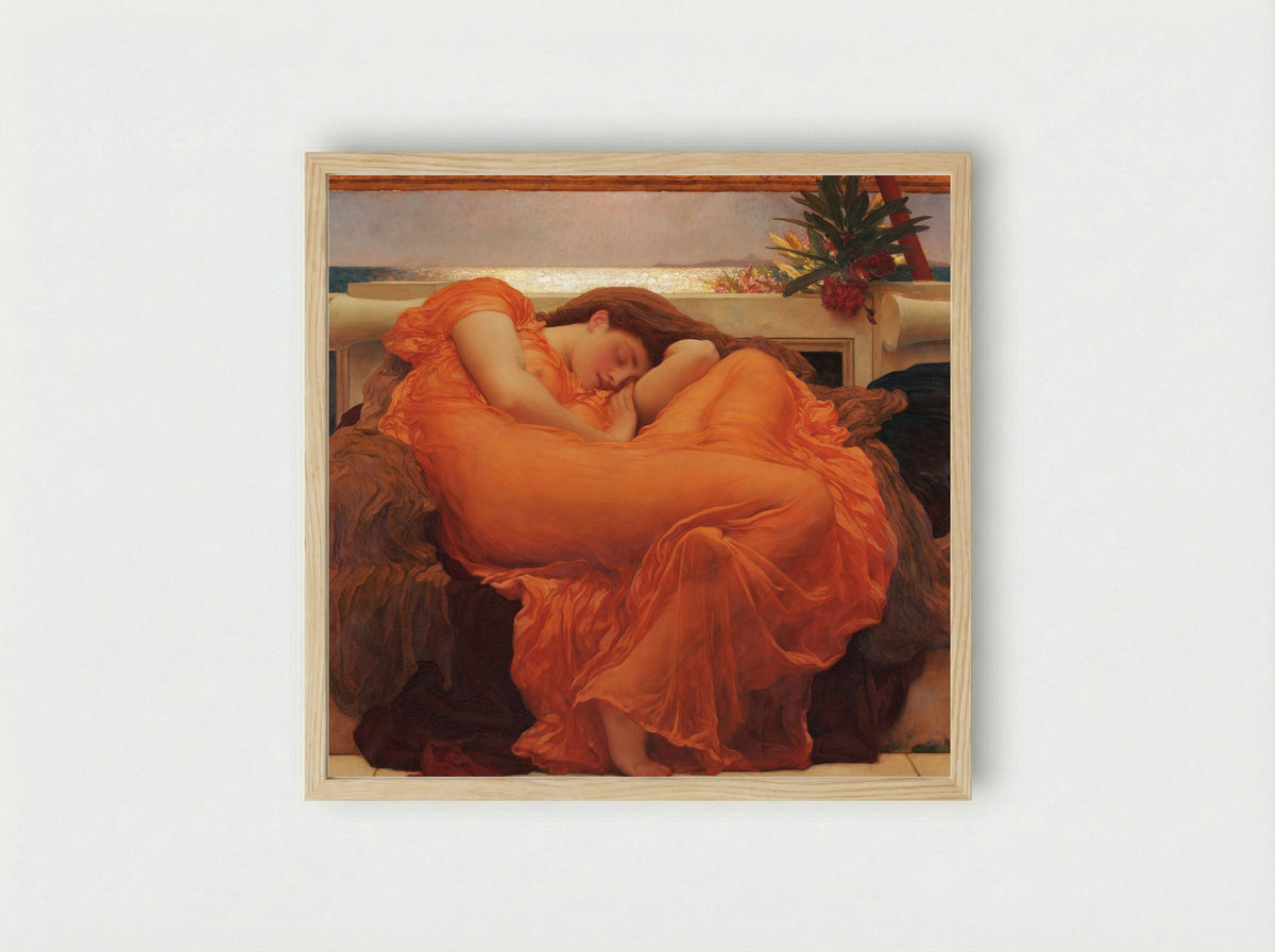 Flaming June - Frederic Leighton - Framed Print Wood