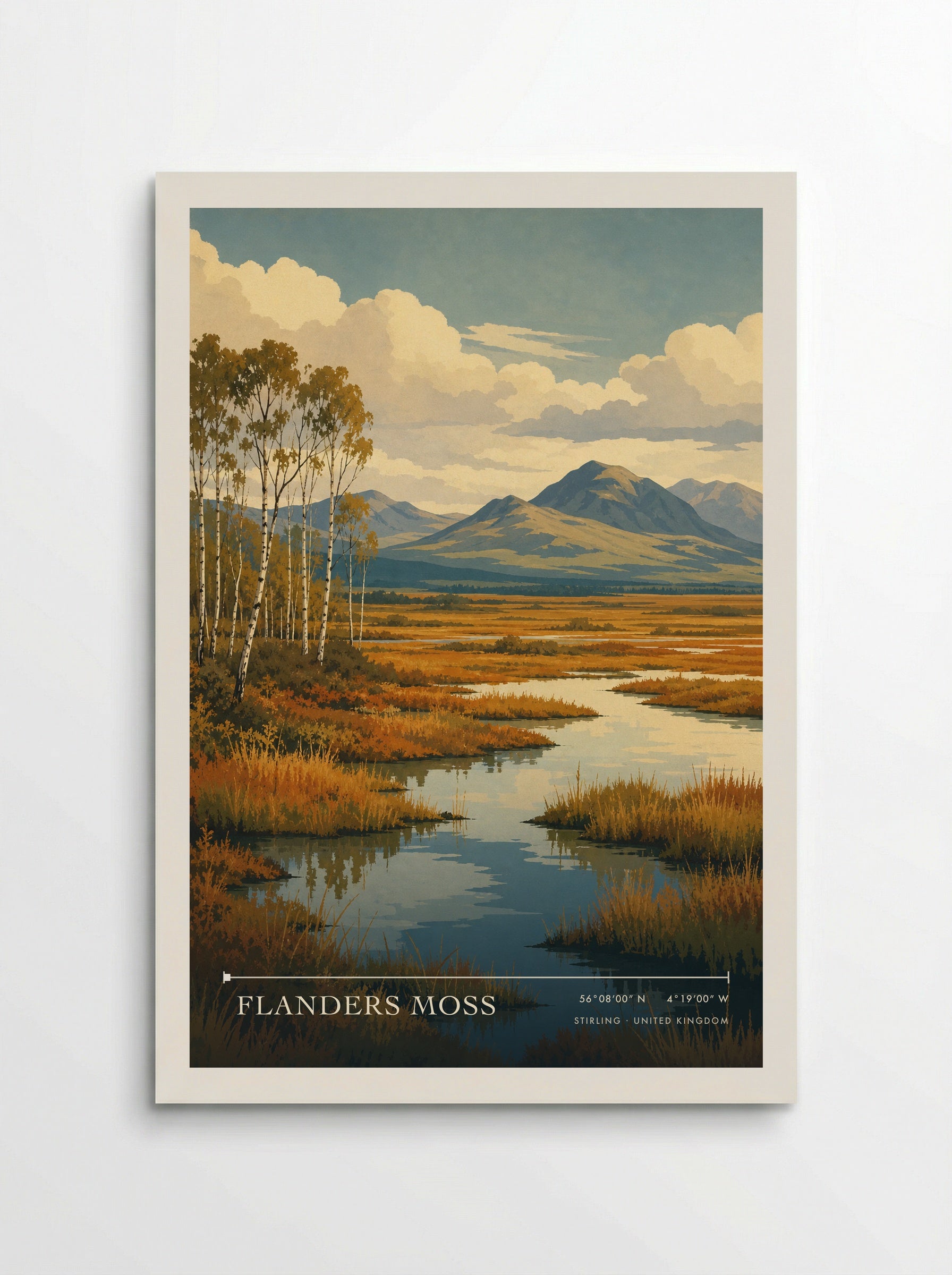 Flanders Moss Stirling United Kingdom Travel Poster - Poster