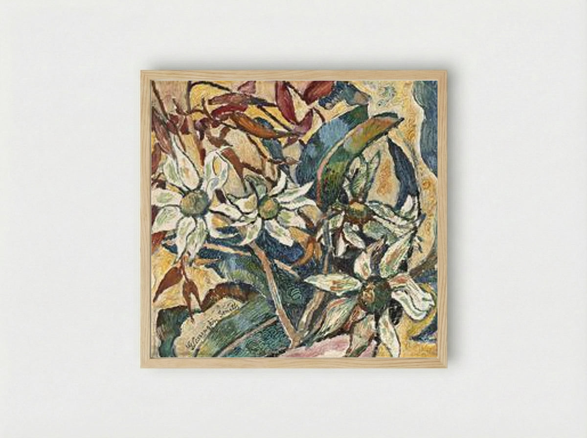 Flannel flowers and gum leaves - Grace Cossington Smith - Framed Print Wood