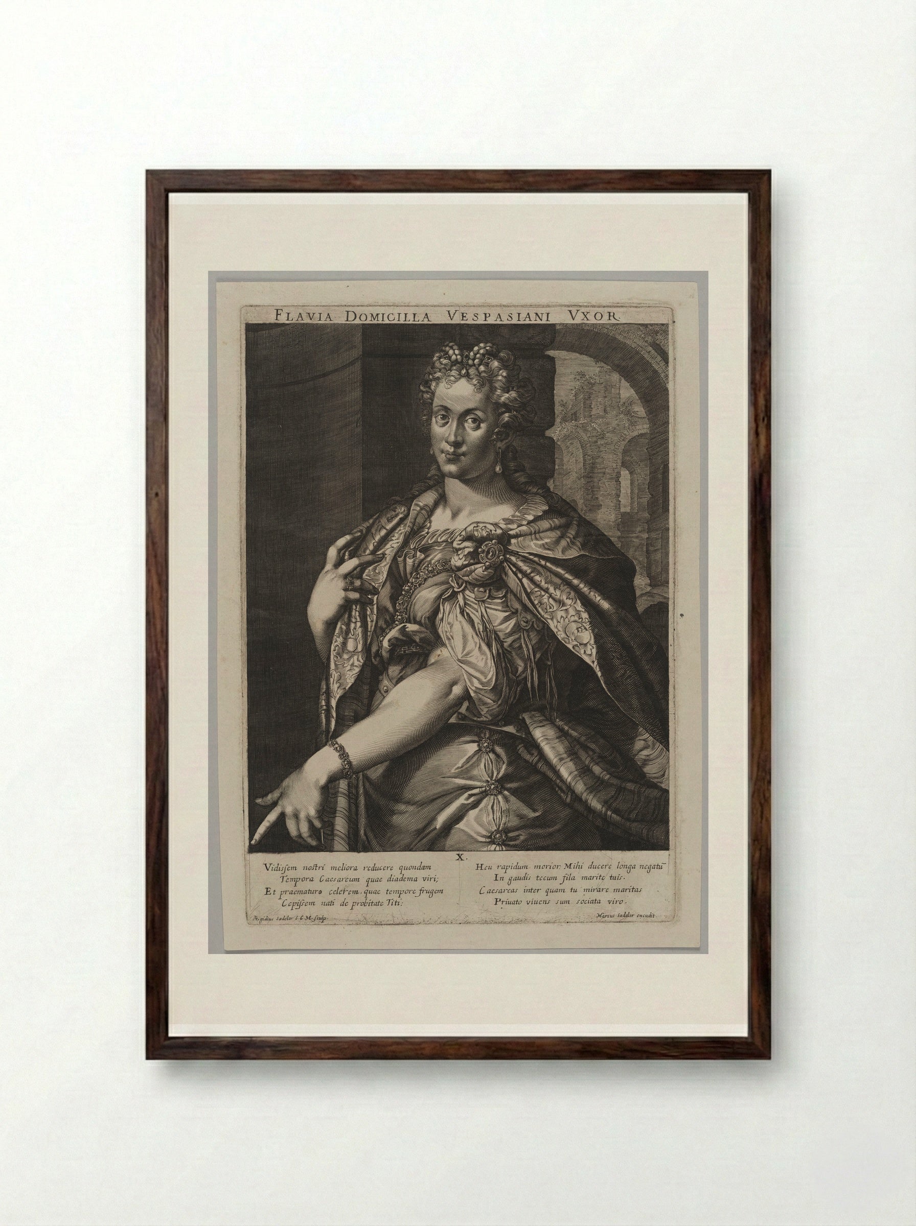 Flavia Domitilla, Wife of Vespasian - Aegidius Sadeler II - Framed Print Dark Wood