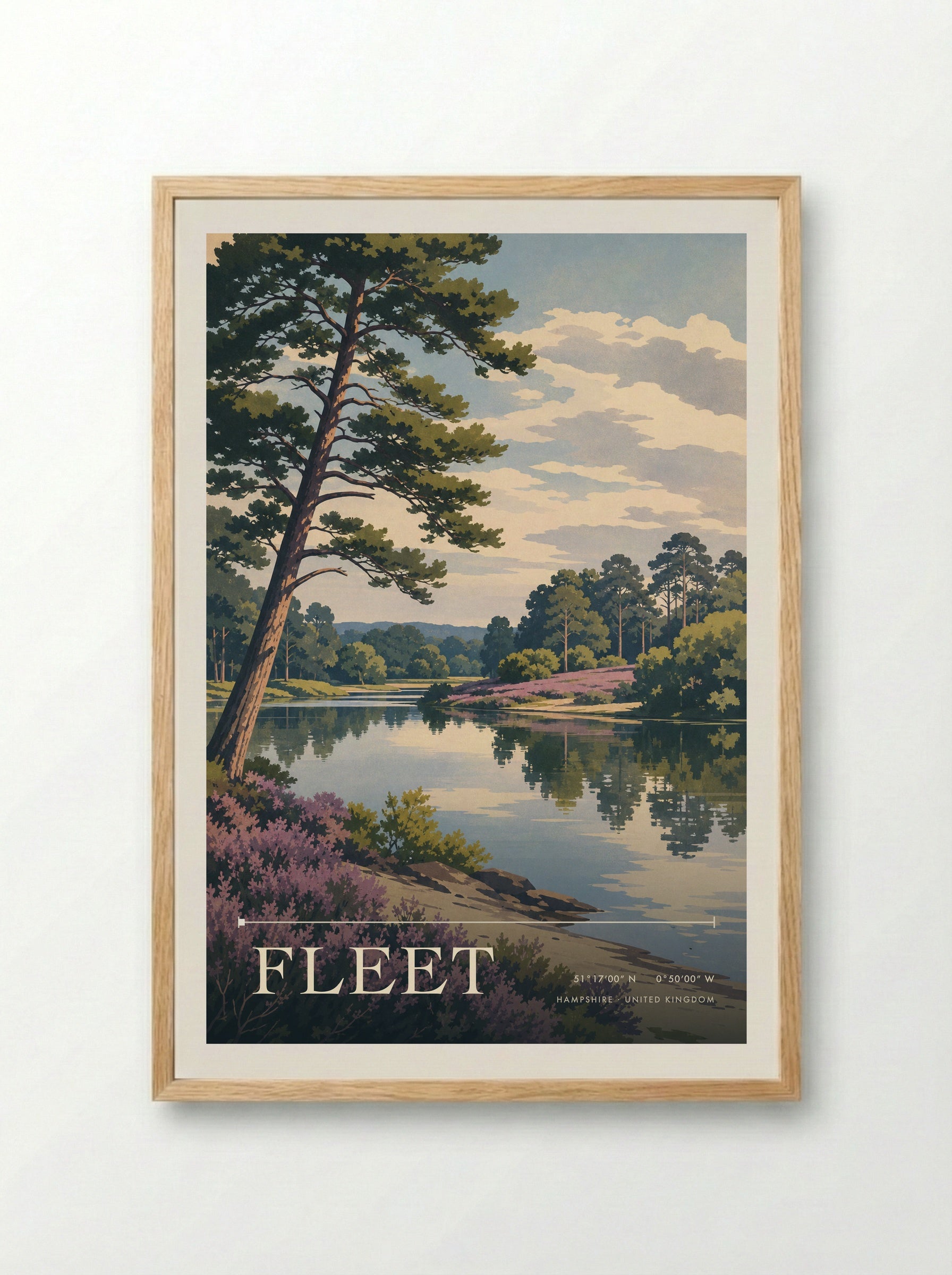 Fleet Hampshire United Kingdom Travel Poster - Framed Print Wood