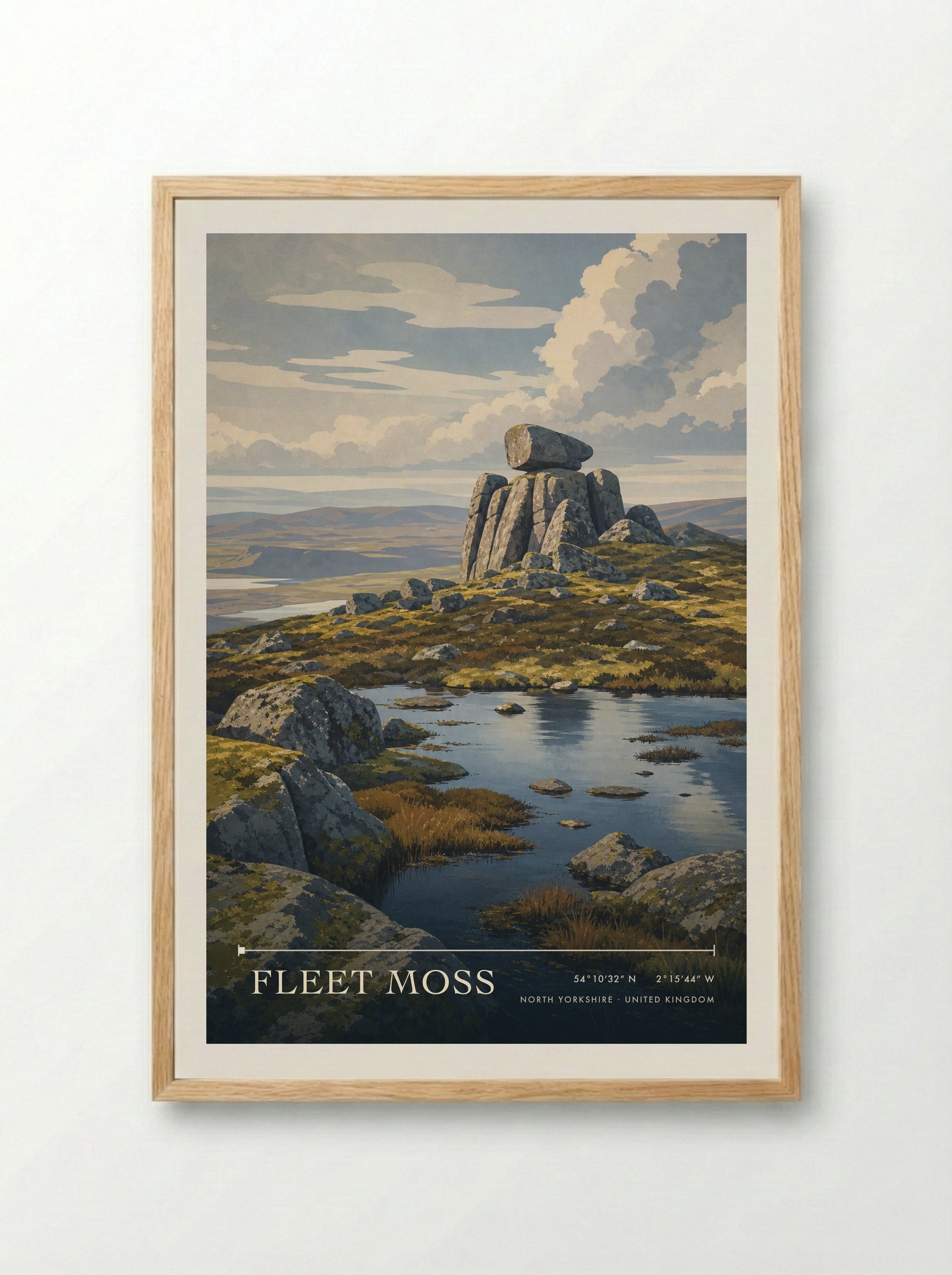 Fleet Moss North Yorkshire United Kingdom Travel Poster - Framed Print Wood