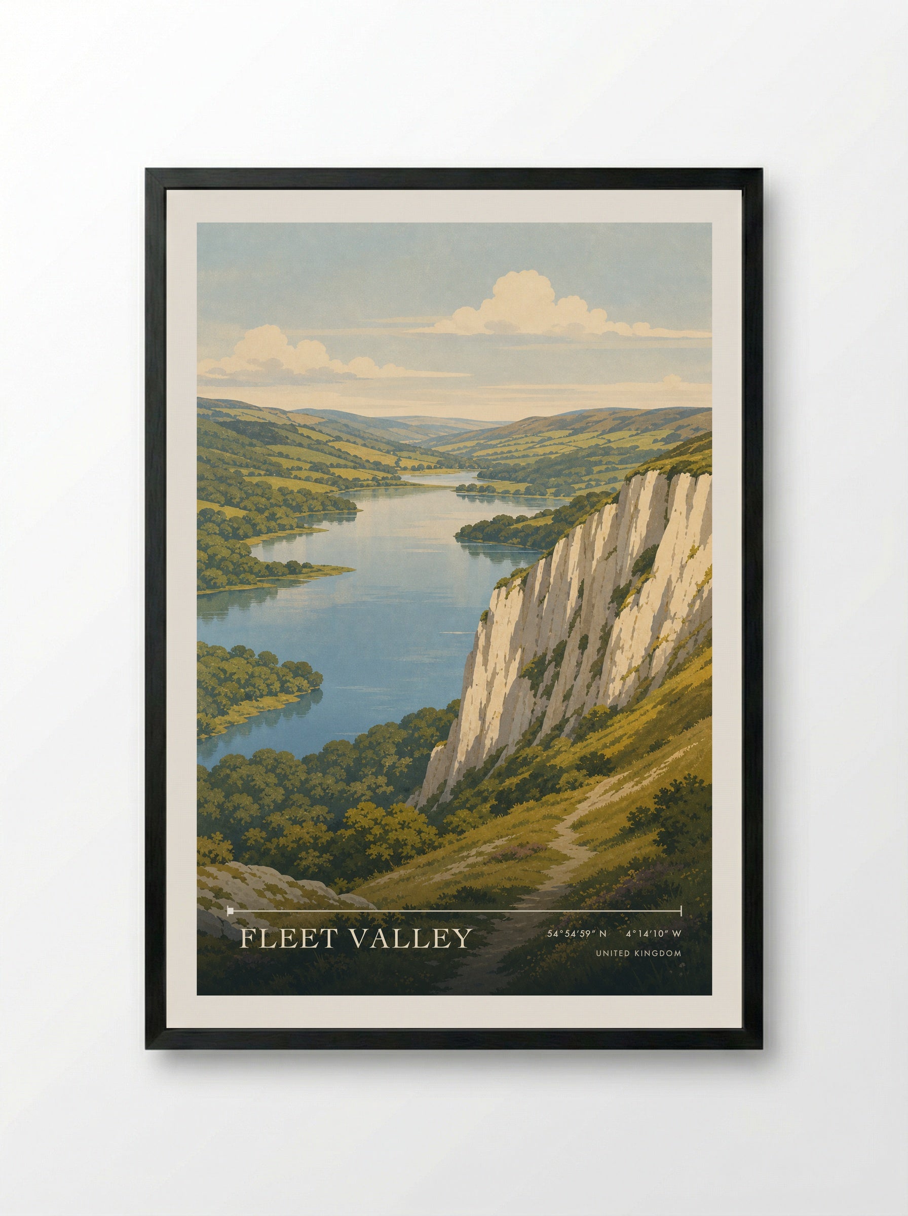 Fleet Valley United Kingdom Travel Poster - Framed Print Black