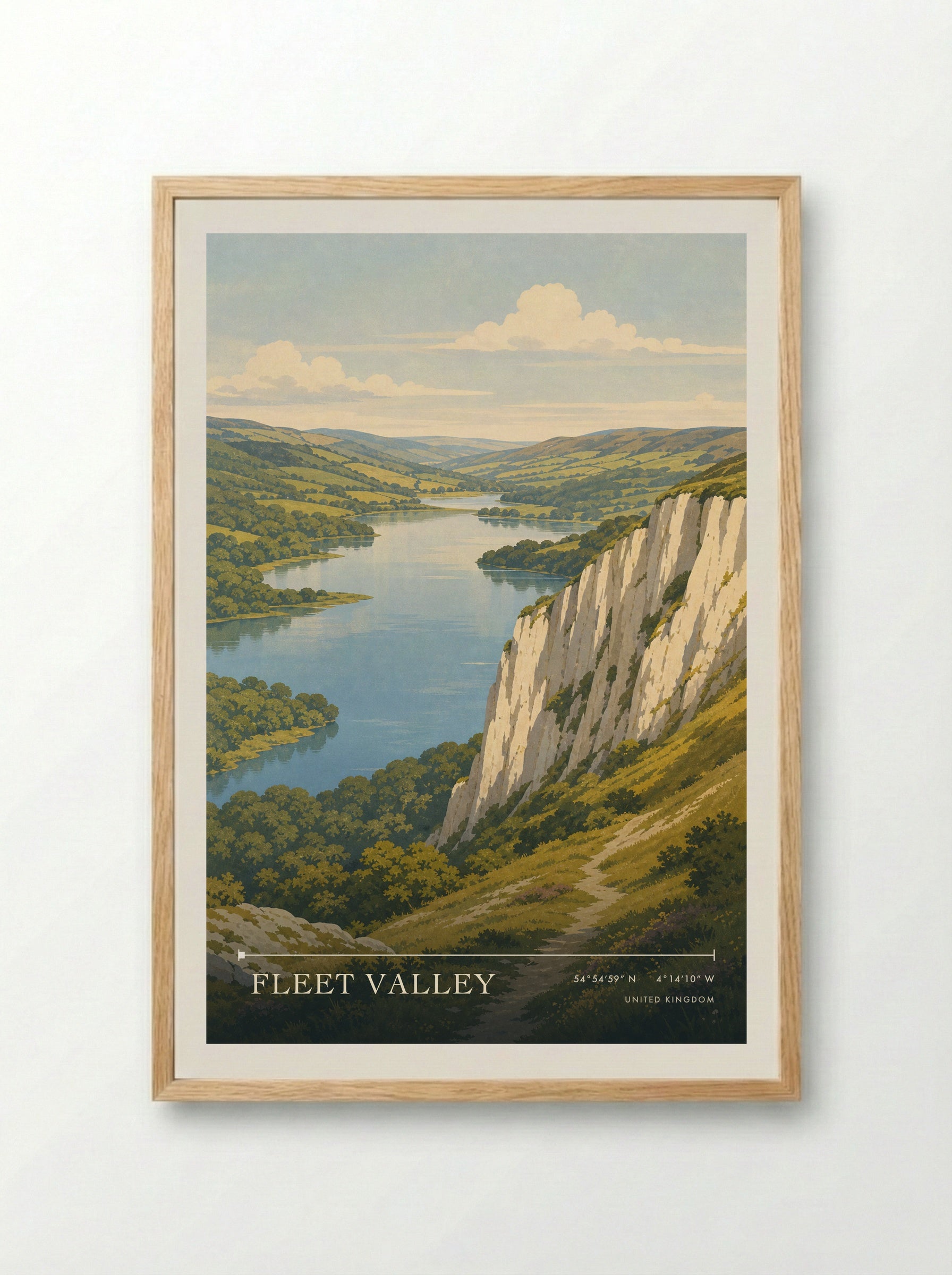 Fleet Valley United Kingdom Travel Poster - Framed Print Wood