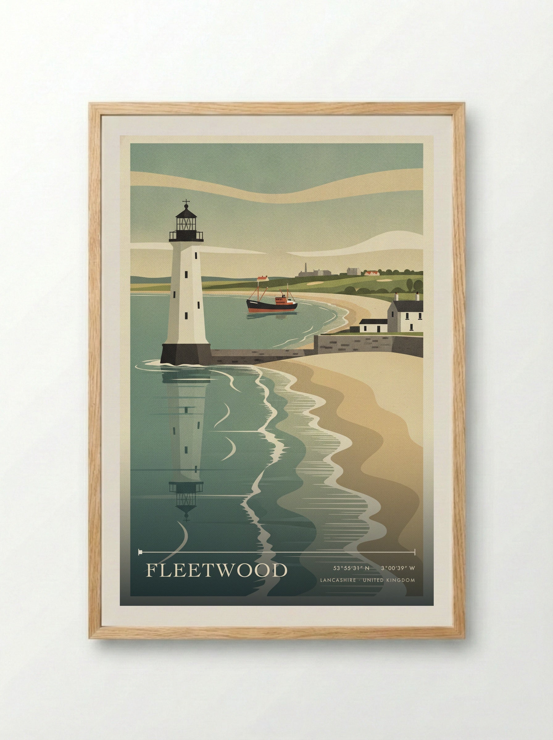 Fleetwood Lancashire United Kingdom Travel Poster - Framed Print Wood