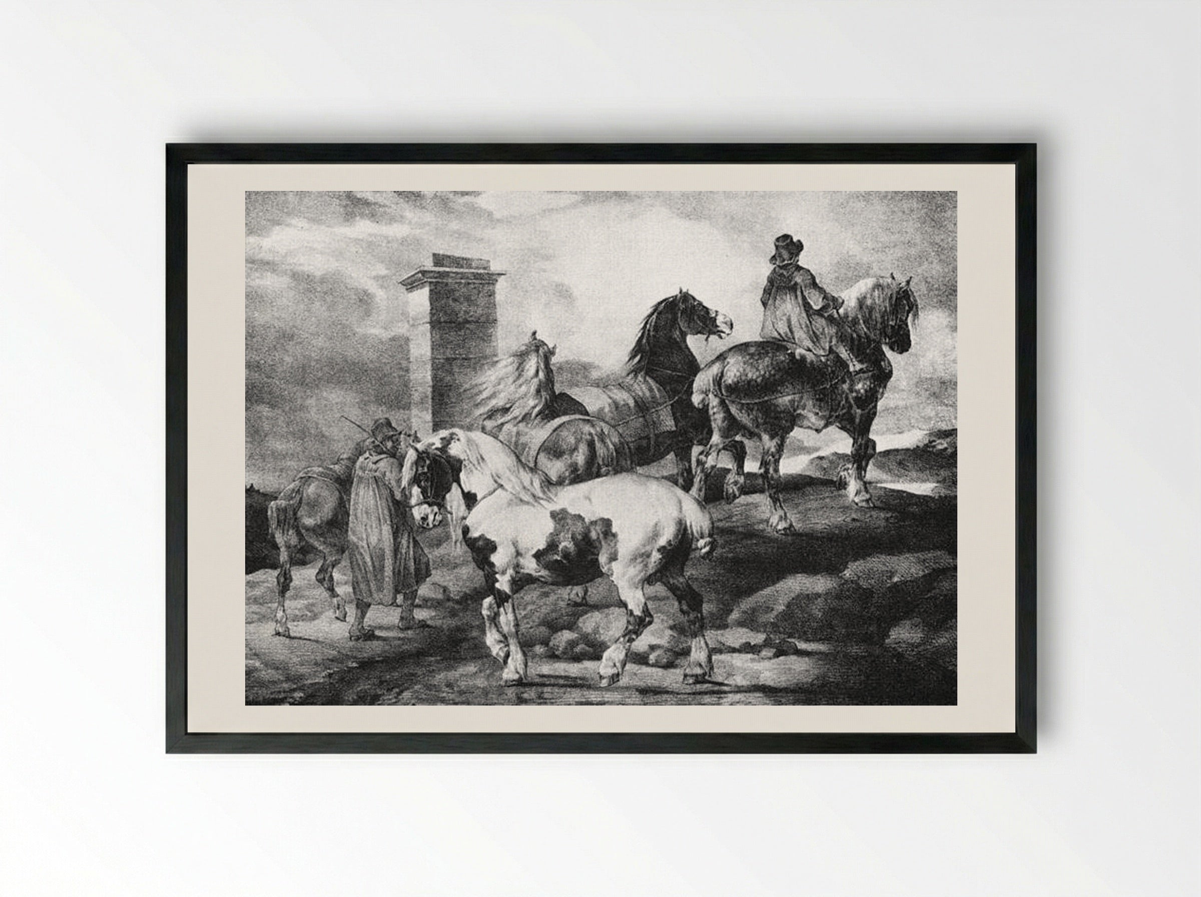Flemish Horses - Théodore Géricault - Framed Print Black