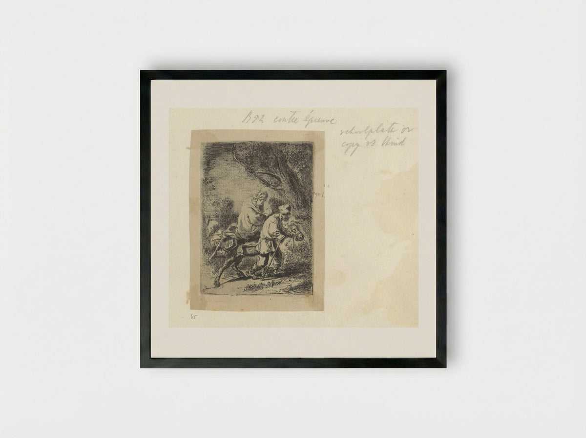 Flight into Egypt (After Rembrandt) - Henry Louis Basan - Framed Print Black