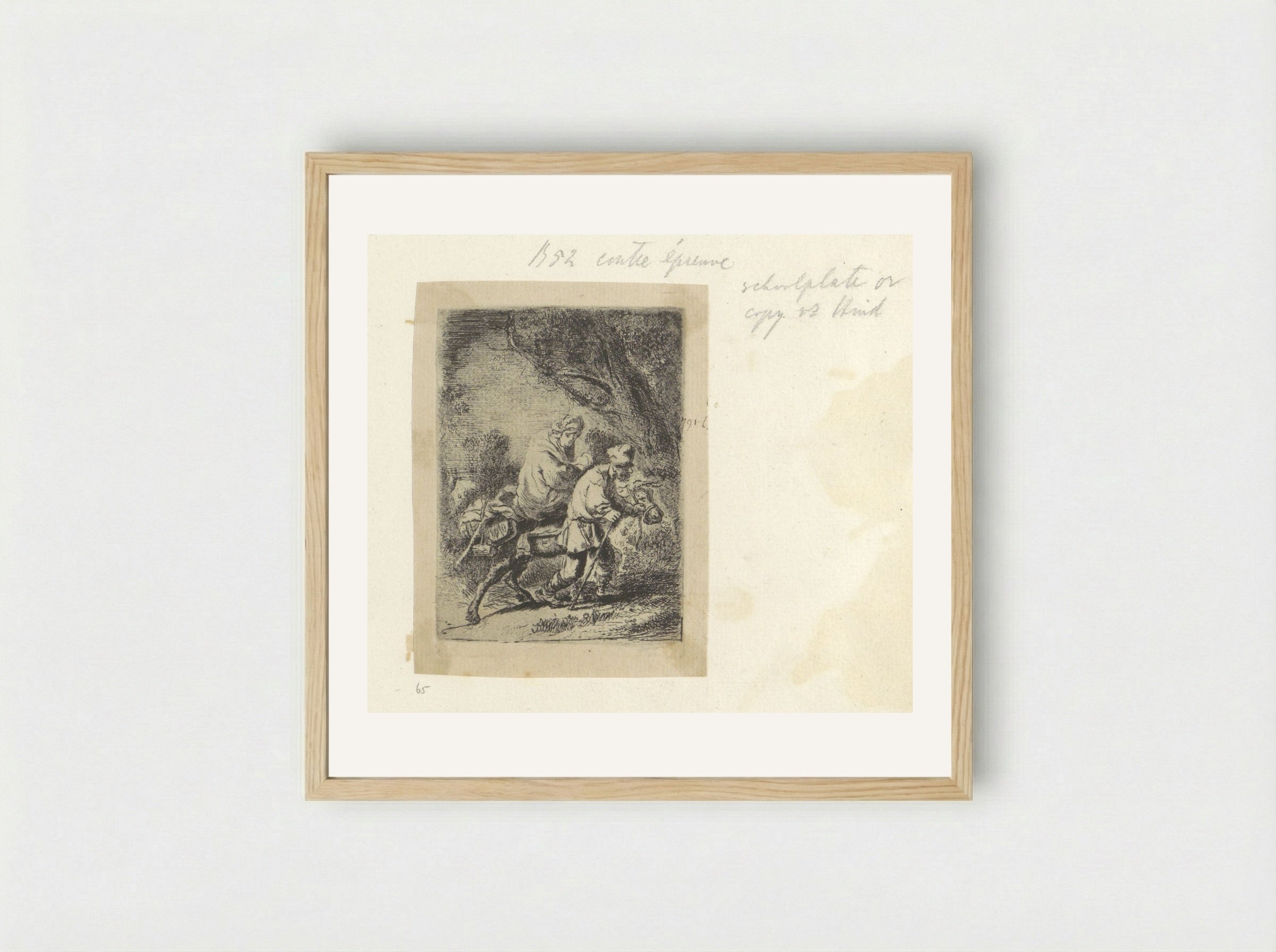 Flight into Egypt (After Rembrandt) - Henry Louis Basan - Framed Print Wood