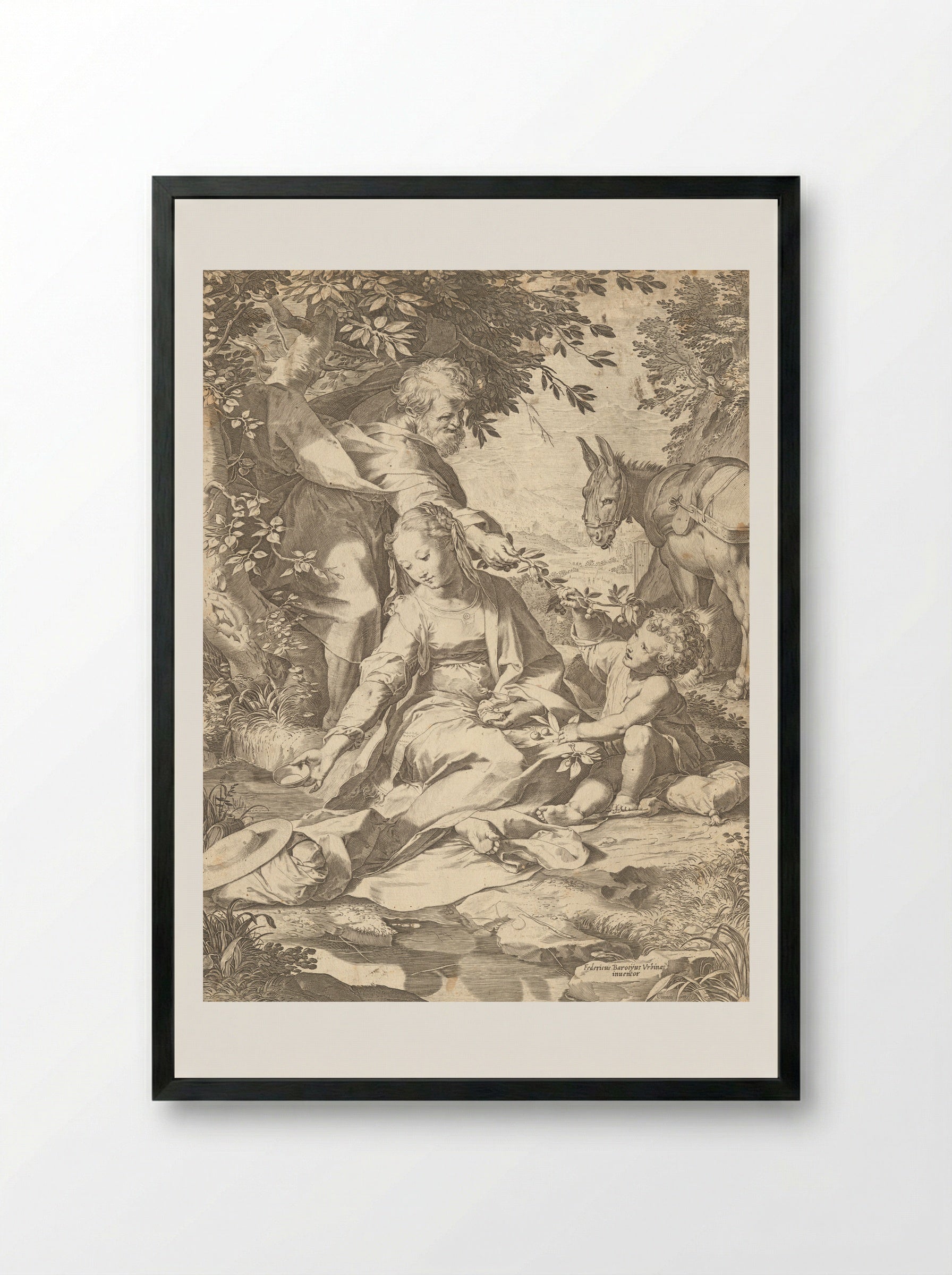 Flight into Egypt - Cornelis Cort - Framed Print Black