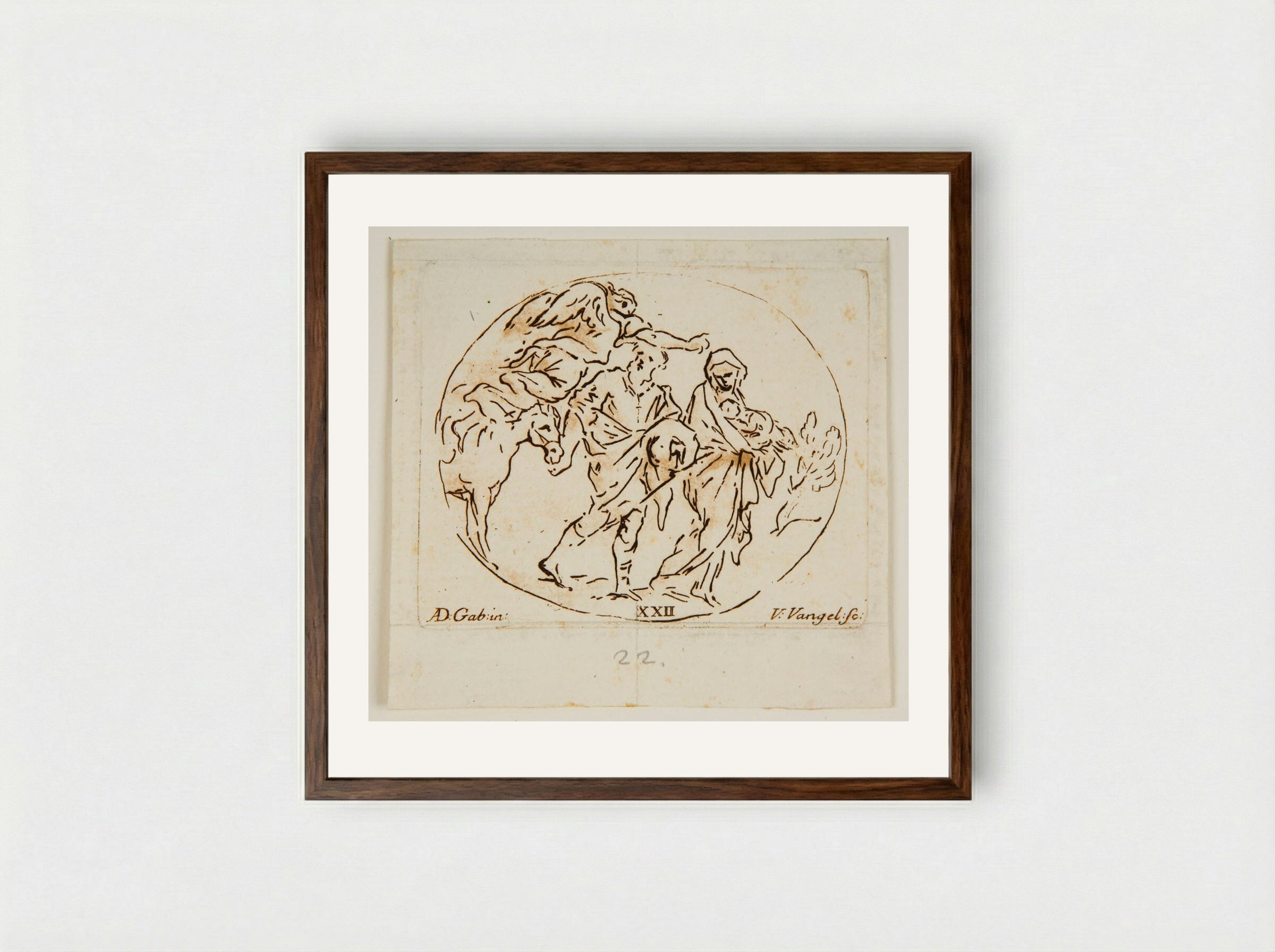 Flight into Egypt - Vincenzo Vangelisti - Framed Print Dark Wood