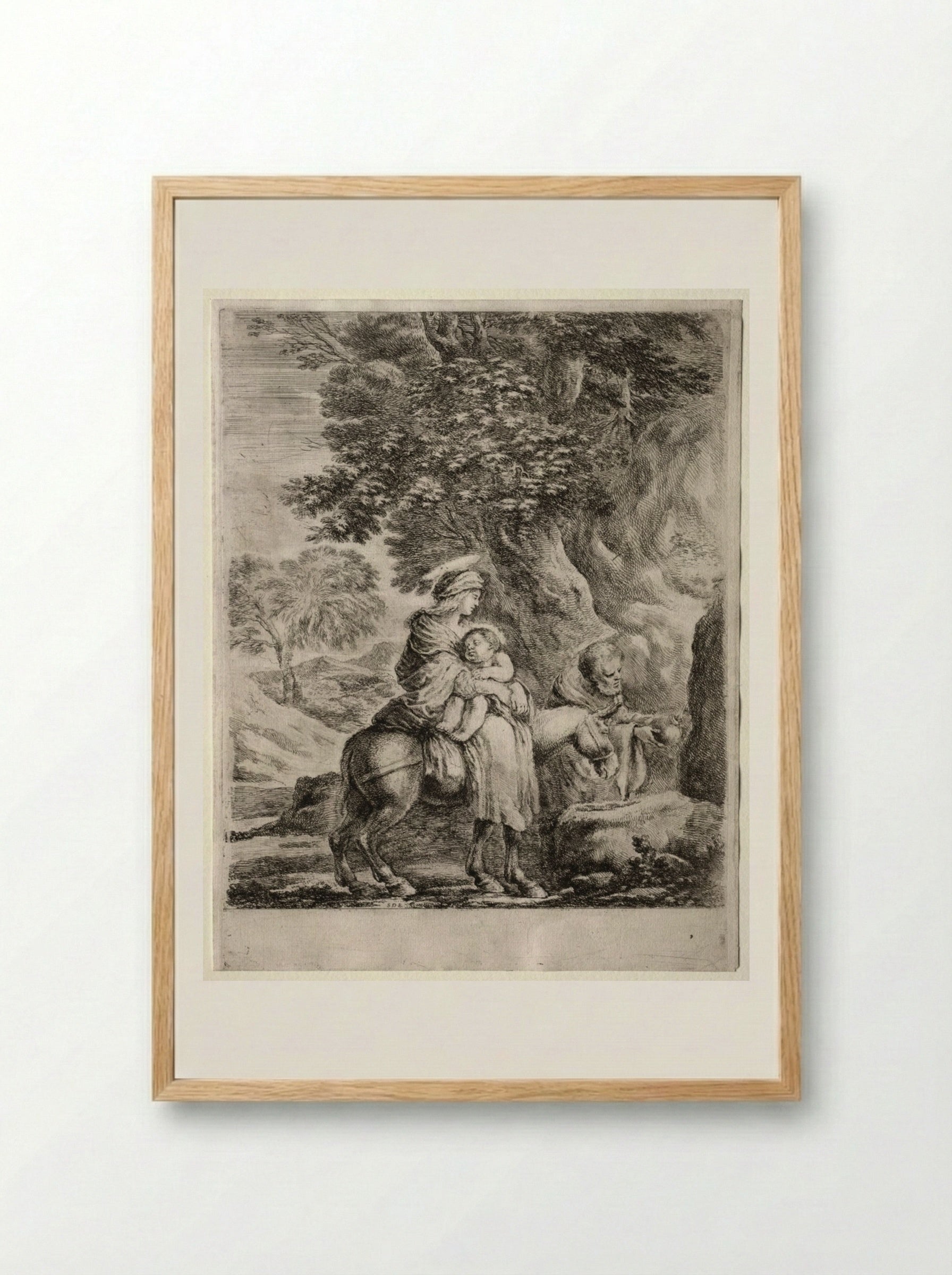 Flight into Egypt - Stefano Della Bella - Framed Print Wood