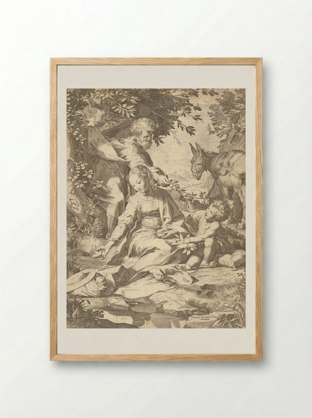 Flight into Egypt - Cornelis Cort - Framed Print Wood