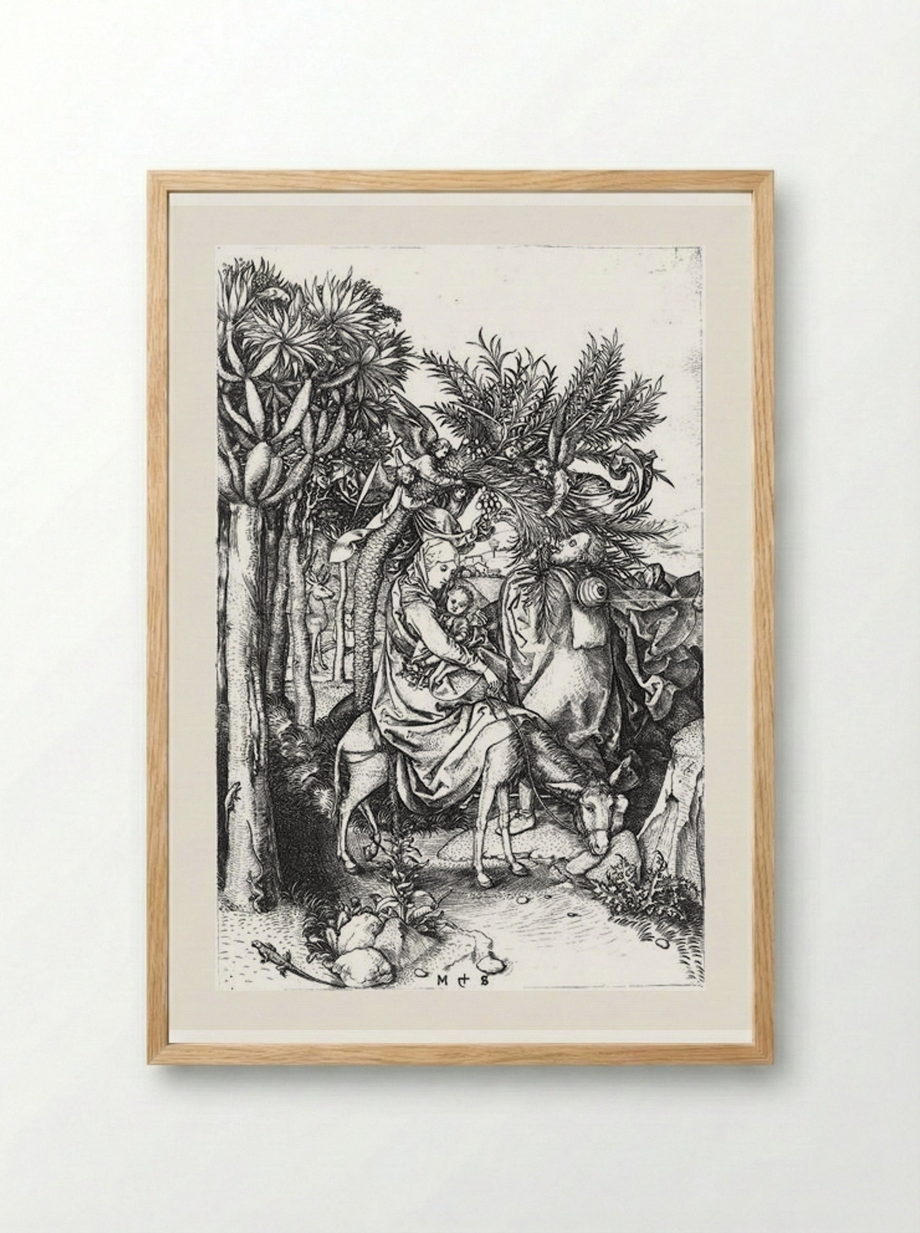 Flight into Egypt - Martin Schongauer - Framed Print Wood