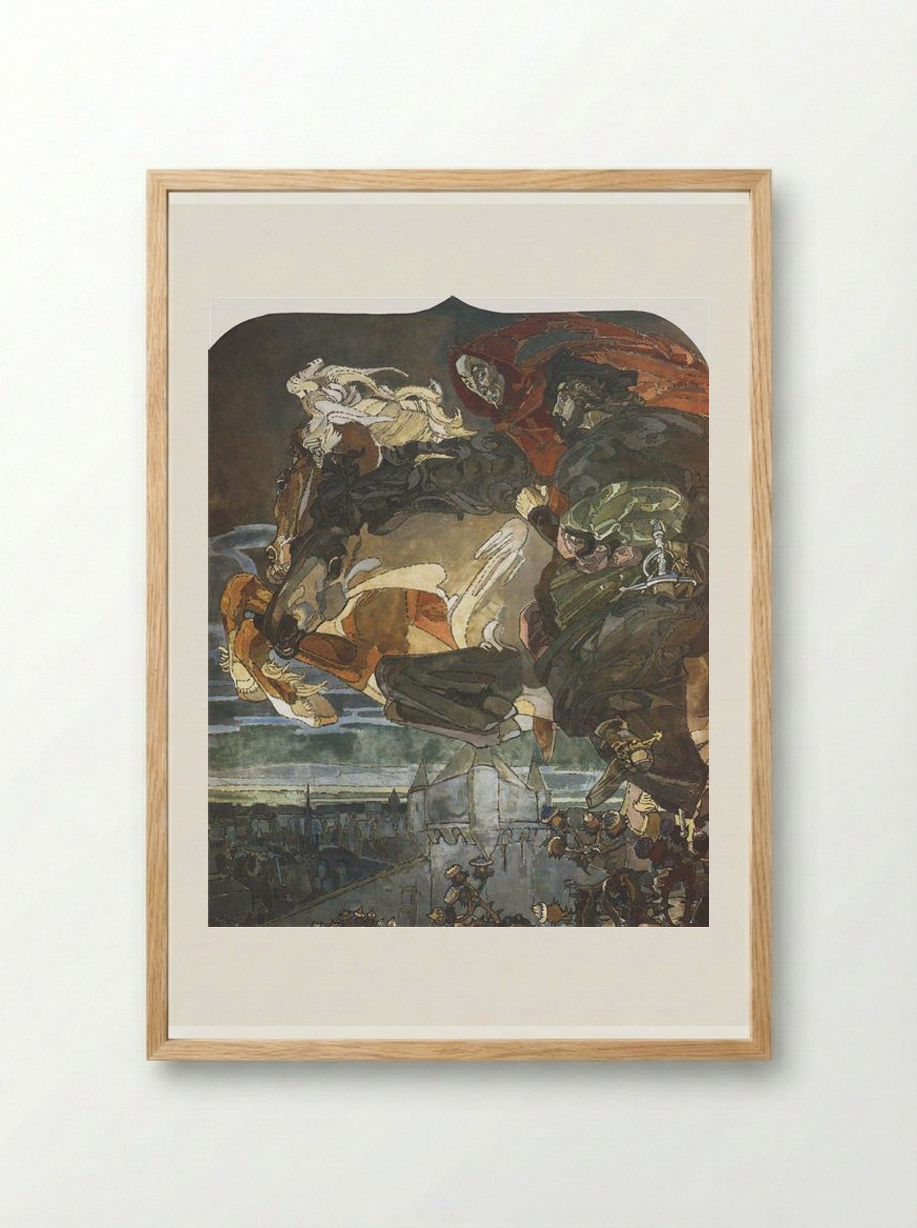Flight of Faust and Mephisto - Mikhail Vrubel - Framed Print Wood