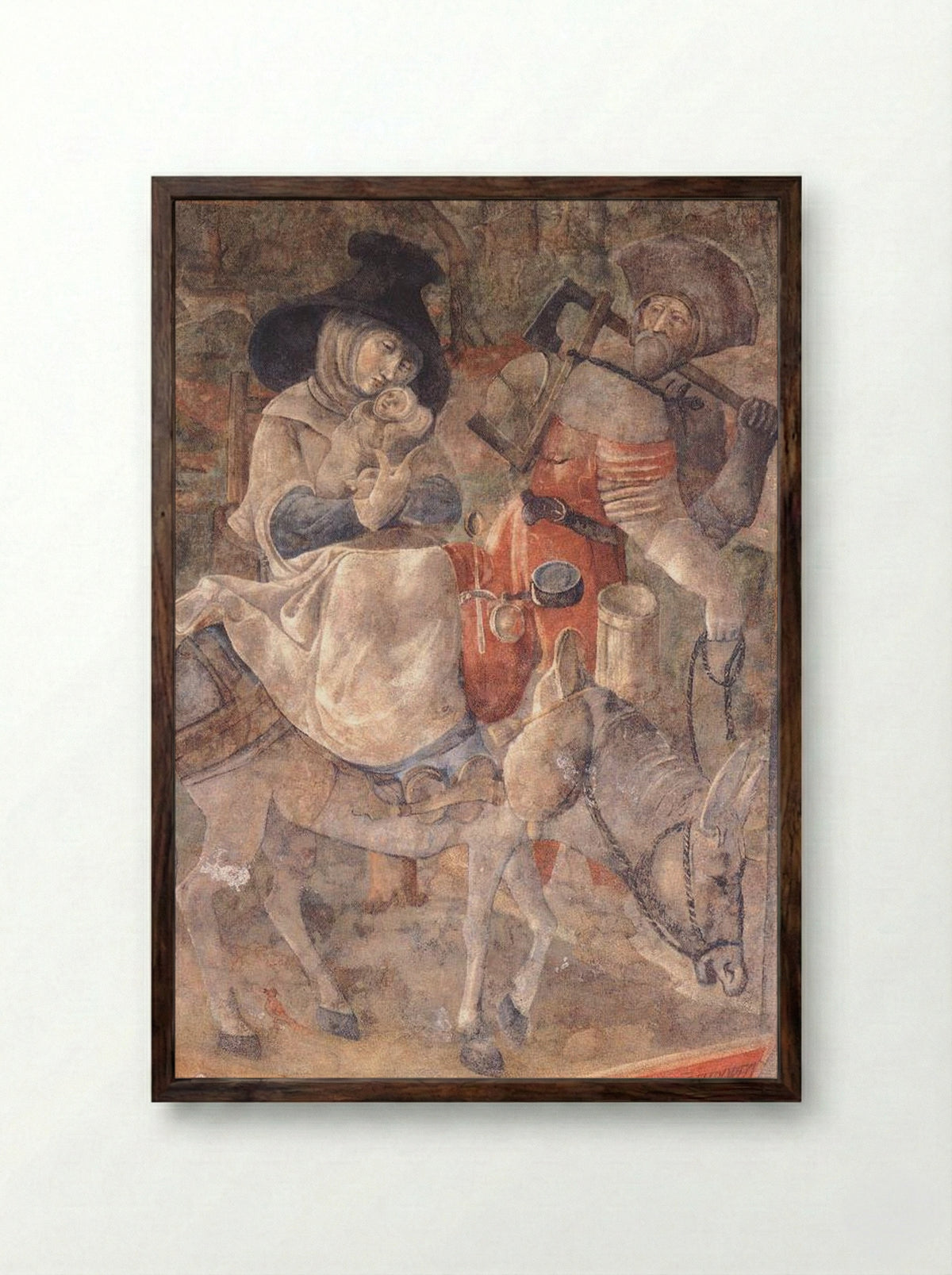 Flight to Egypt - Jerg Ratgeb - Framed Print Dark Wood