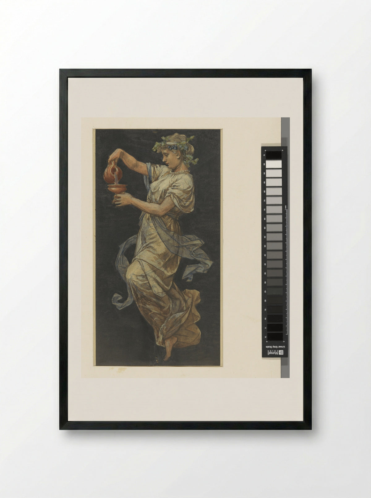 Floating Female Figure Pouring a Cup - Georg Sturm - Framed Print Black