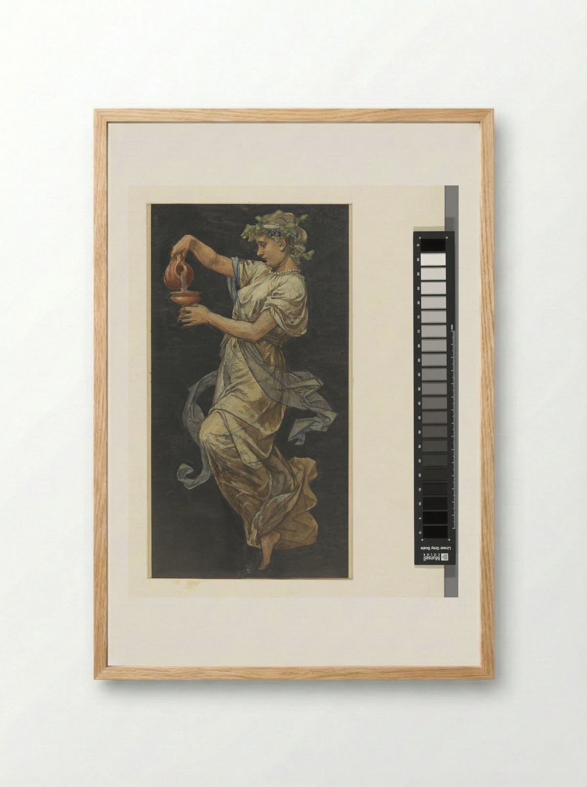 Floating Female Figure Pouring a Cup - Georg Sturm - Framed Print Wood